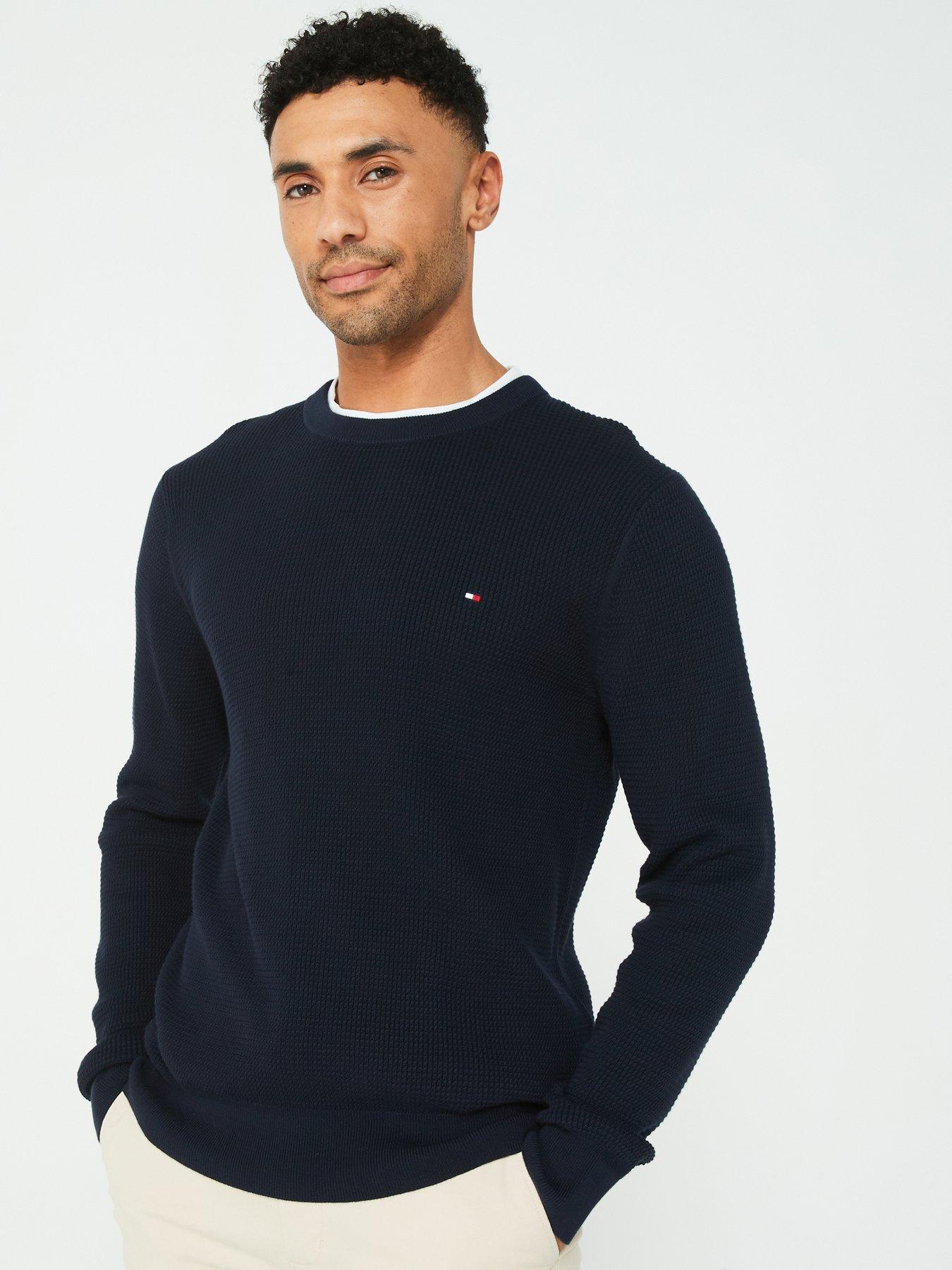 tommy-hilfiger-tommy-hilfiger-refined-structure-cotton-crew-knitted-jumper-navy