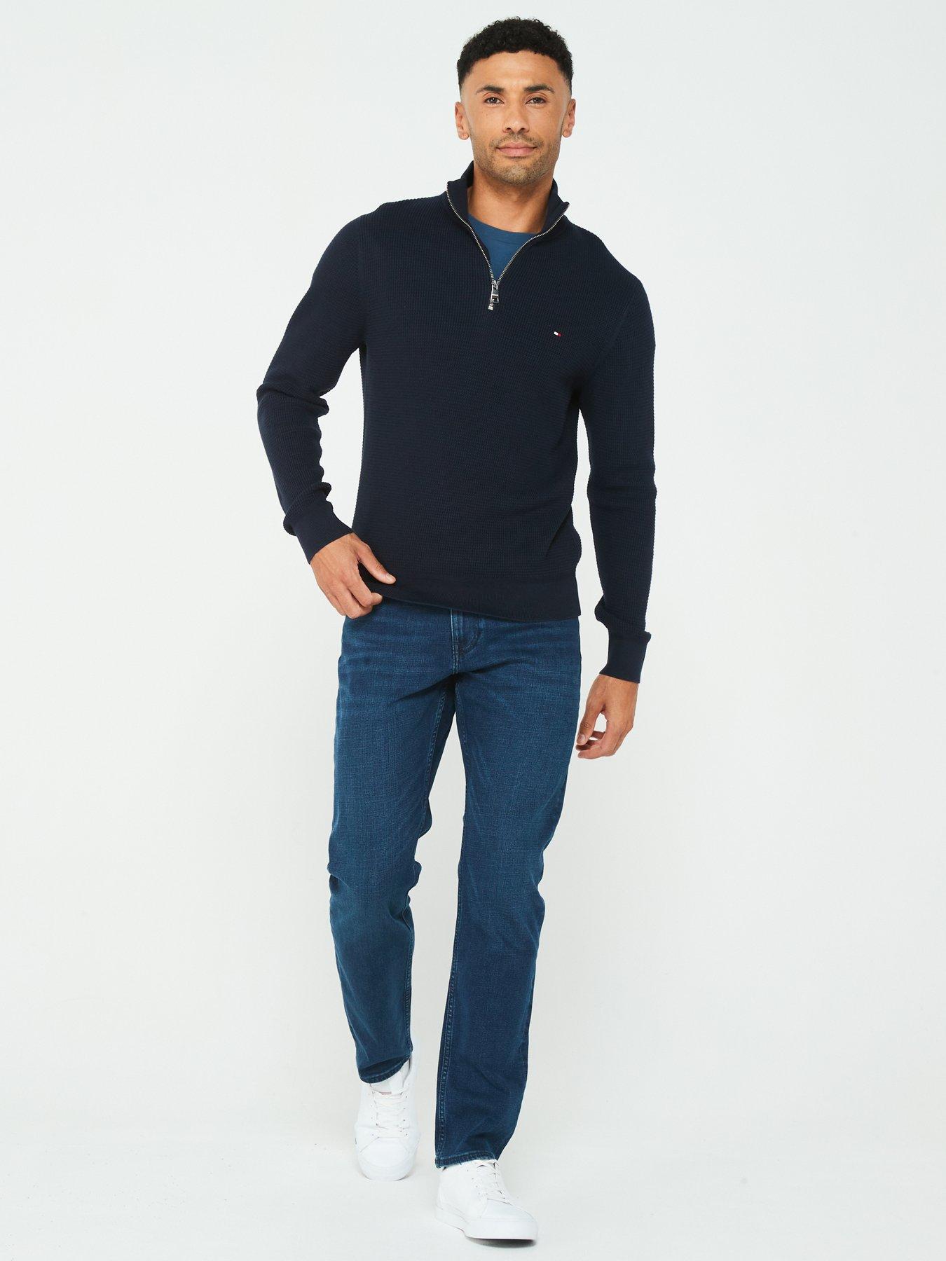 tommy-hilfiger-tommy-hilfiger-refined-structure-cotton-14-zip-knitted-jumper-navyback