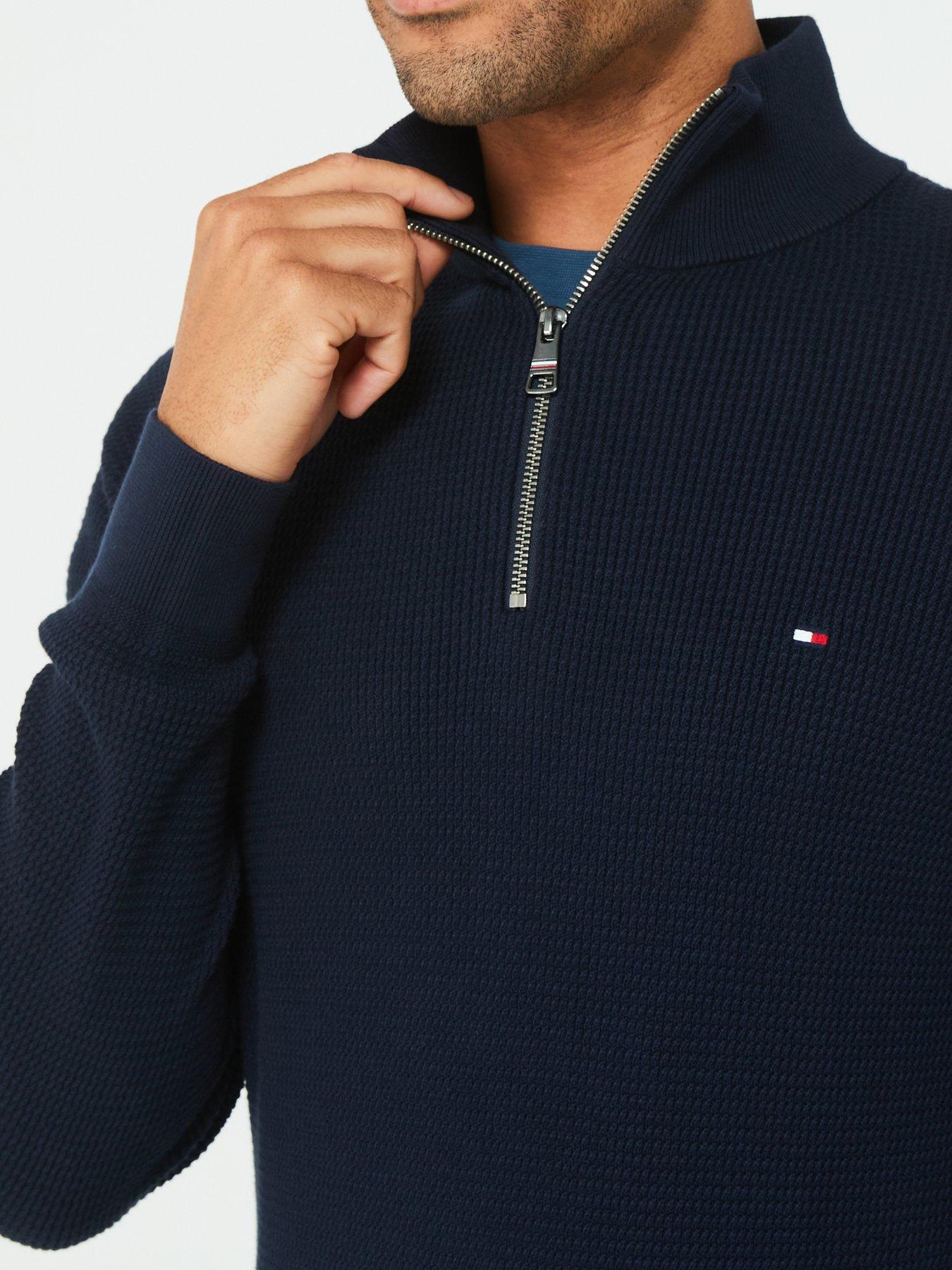 tommy-hilfiger-tommy-hilfiger-refined-structure-cotton-14-zip-knitted-jumper-navyoutfit