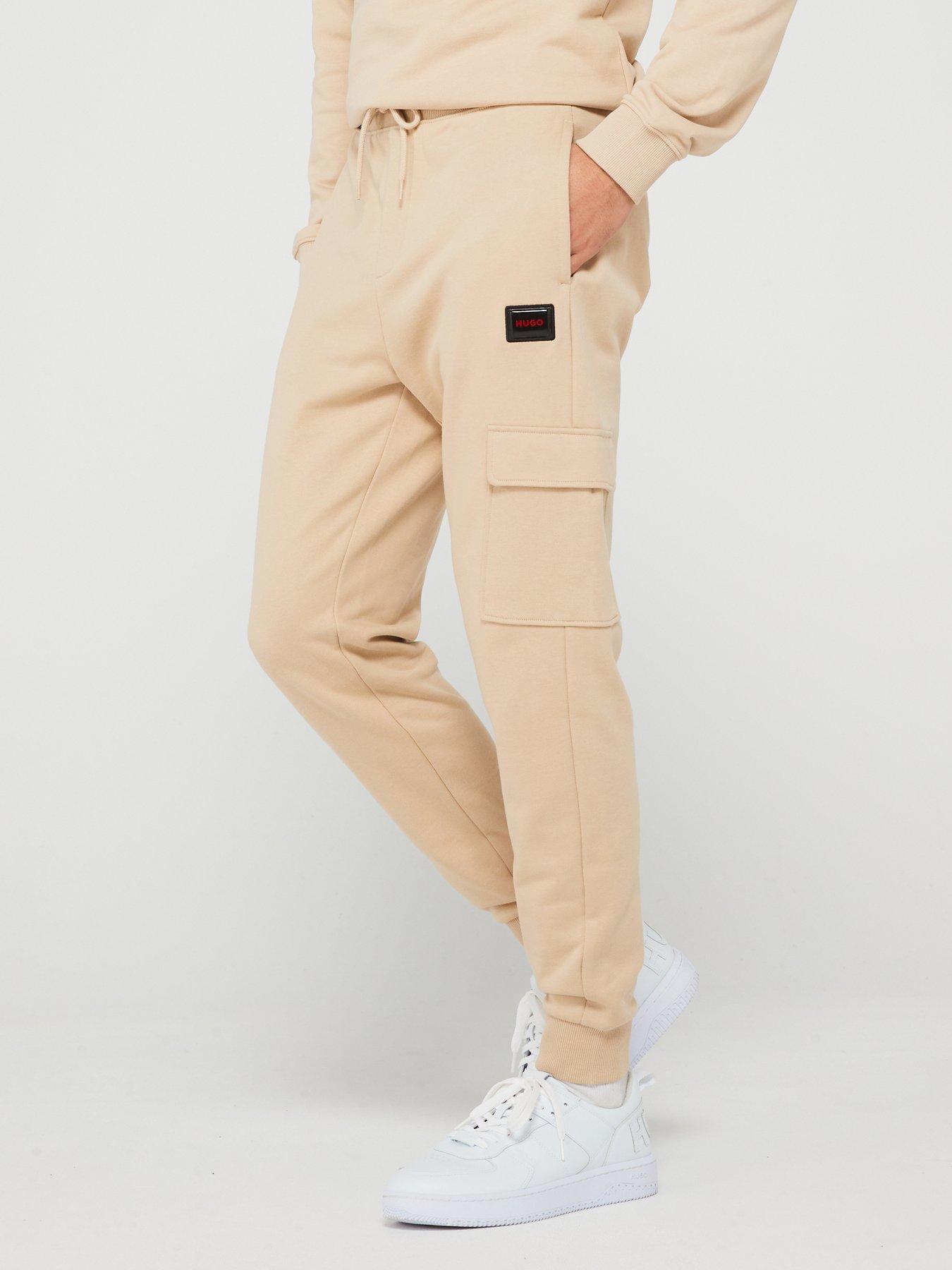 HUGO HUGO Dwellrom Relaxed Fit Gel Logo Cargo Joggers - Beige