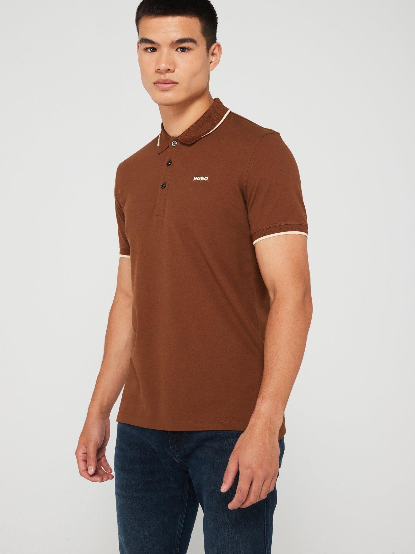 hugo-hugo-dinoso222-slim-fit-tipping-polo-shirt-brown