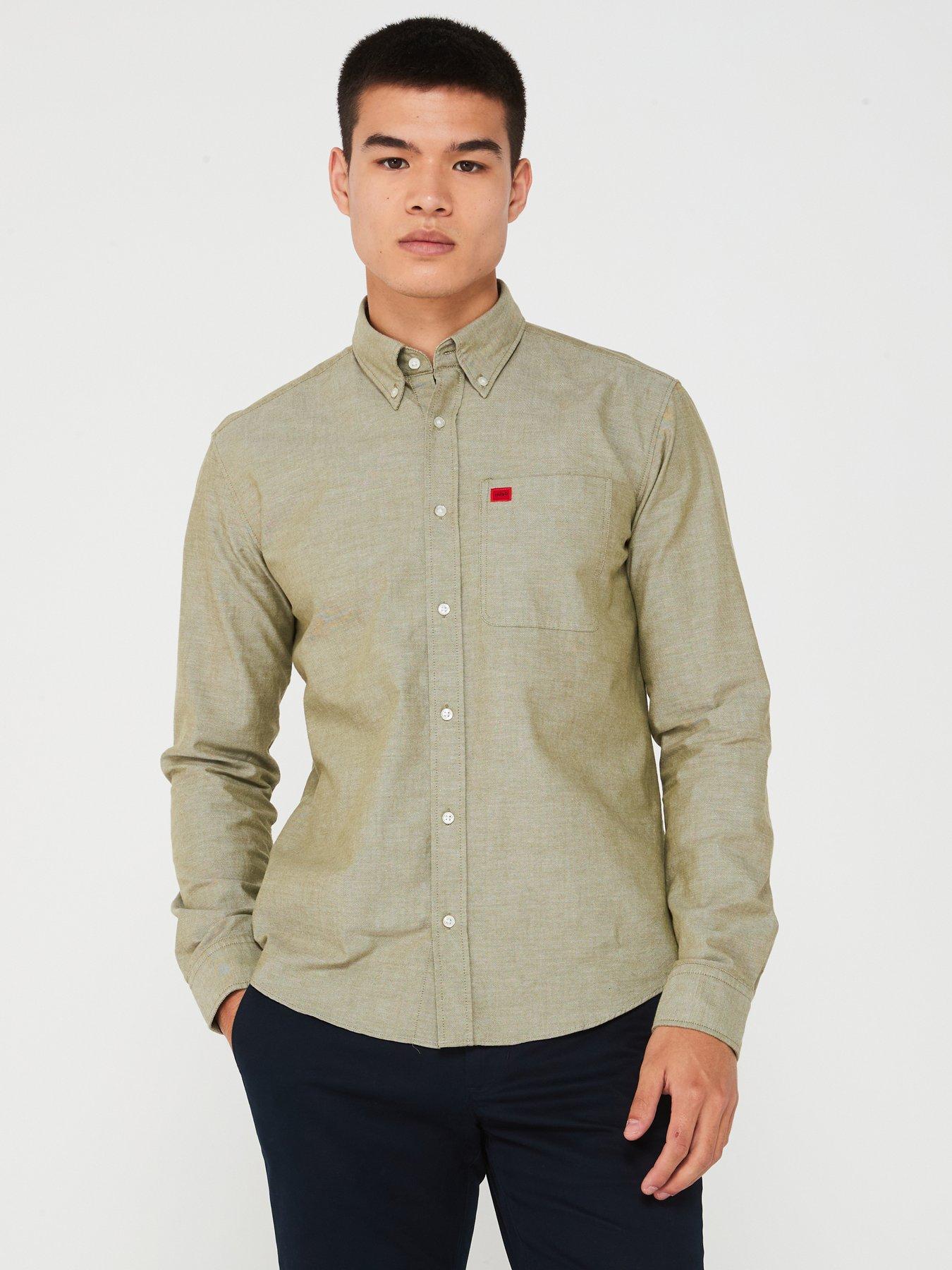 hugo-hugo-evito-slim-fit-oxford-cotton-pocket-shirt-khaki-green