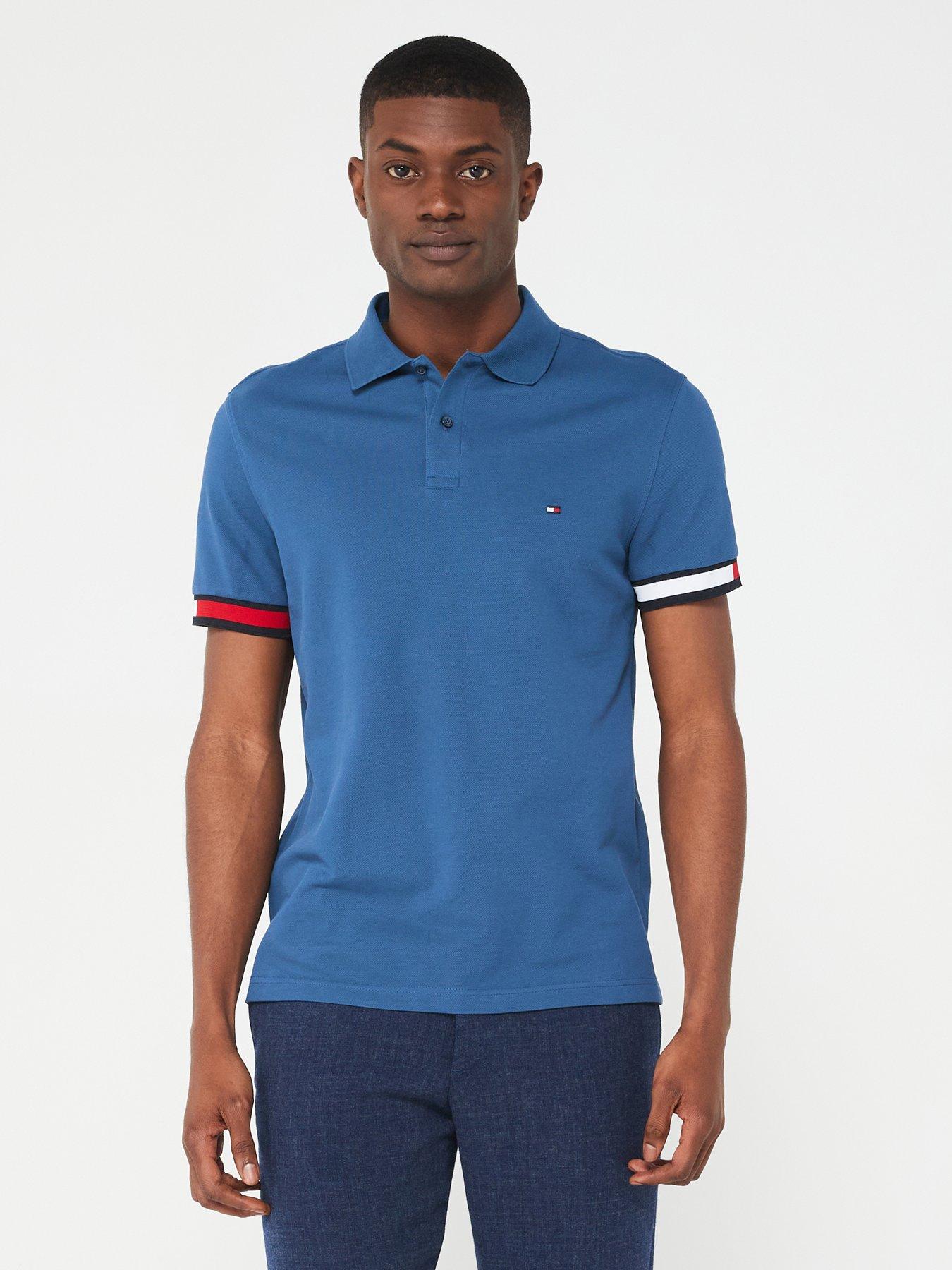 tommy-hilfiger-tommy-hilfiger-flag-cuff-flag-slim-fit-polo-shirt-blue