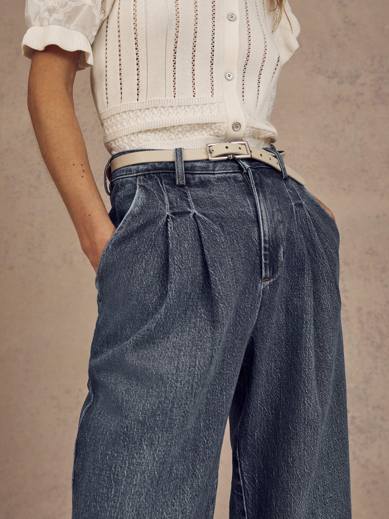 Image 4 of 6 of Mint Velvet Indigo Pleat Front Wide Jeans