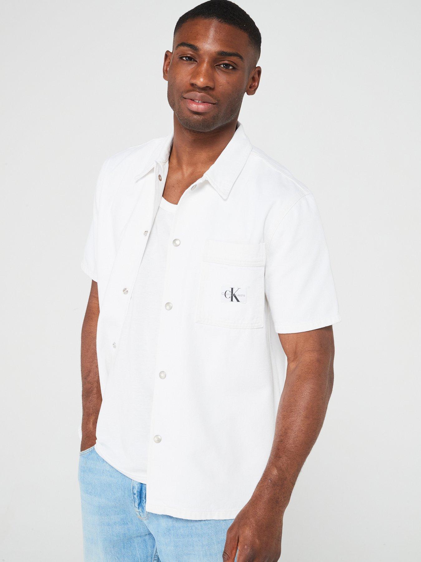 Calvin Klein Jeans Camp Short Sleeve Denim Shirt White