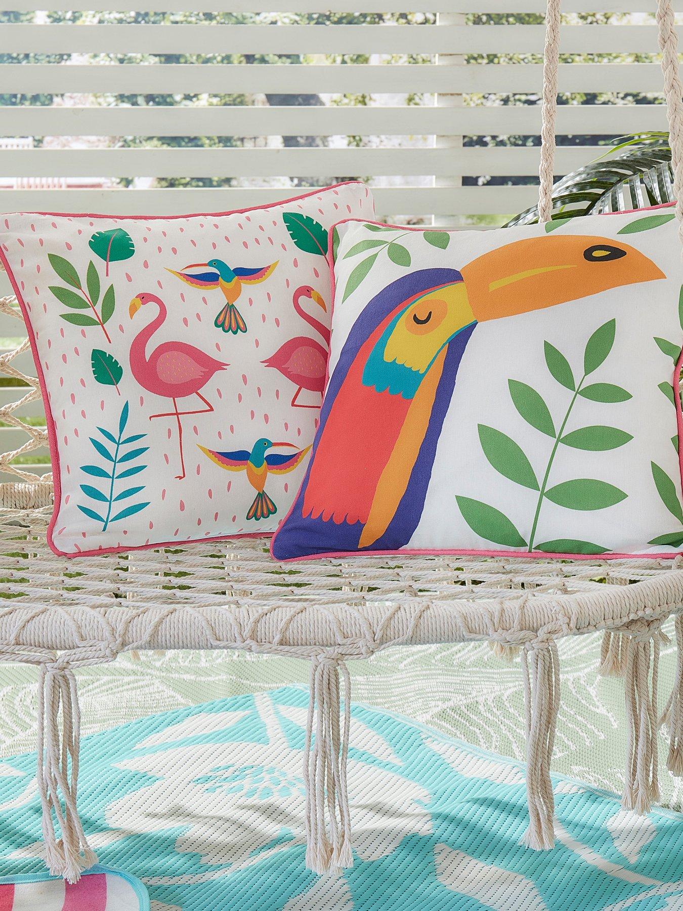 Image 1 of 5 of Fusion Tropical Flamingo Outdoor Cushion