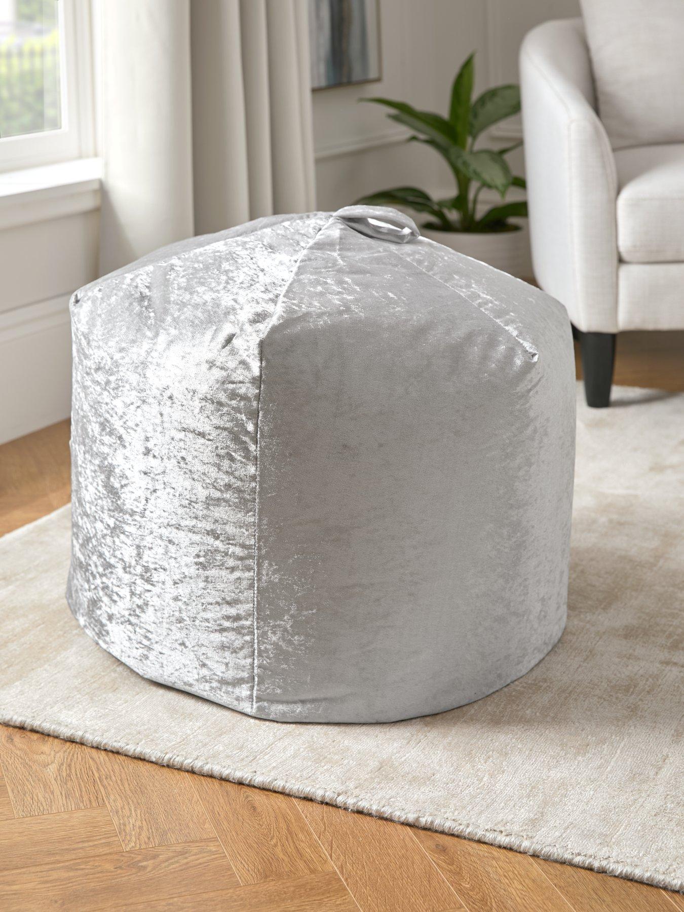 Image 1 of 3 of KAIKOO Crushed Velvet Beanbag - Silver