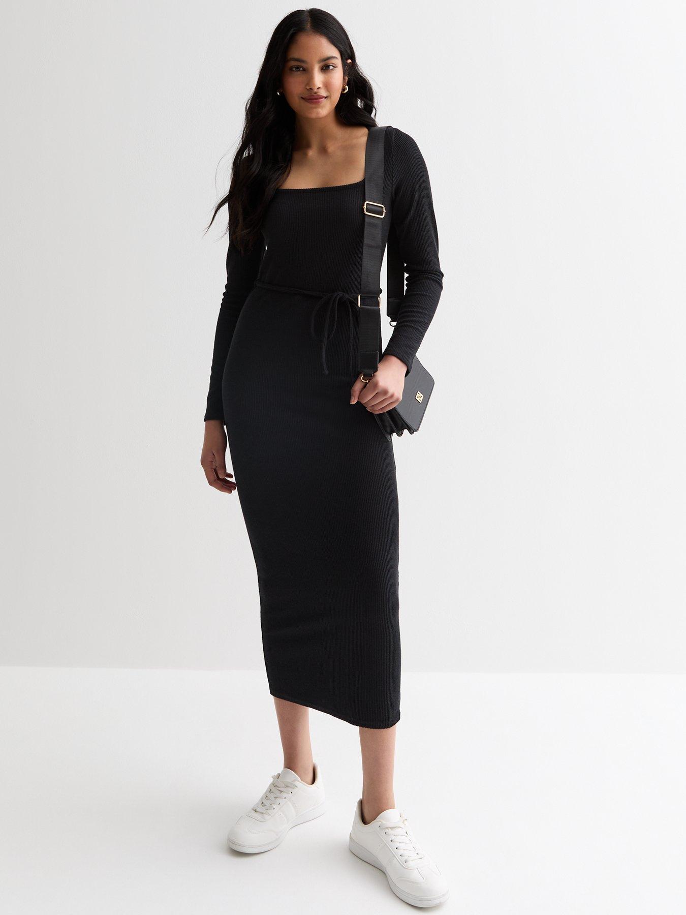 new-look-ribbed-square-neck-midi-dress-blackback