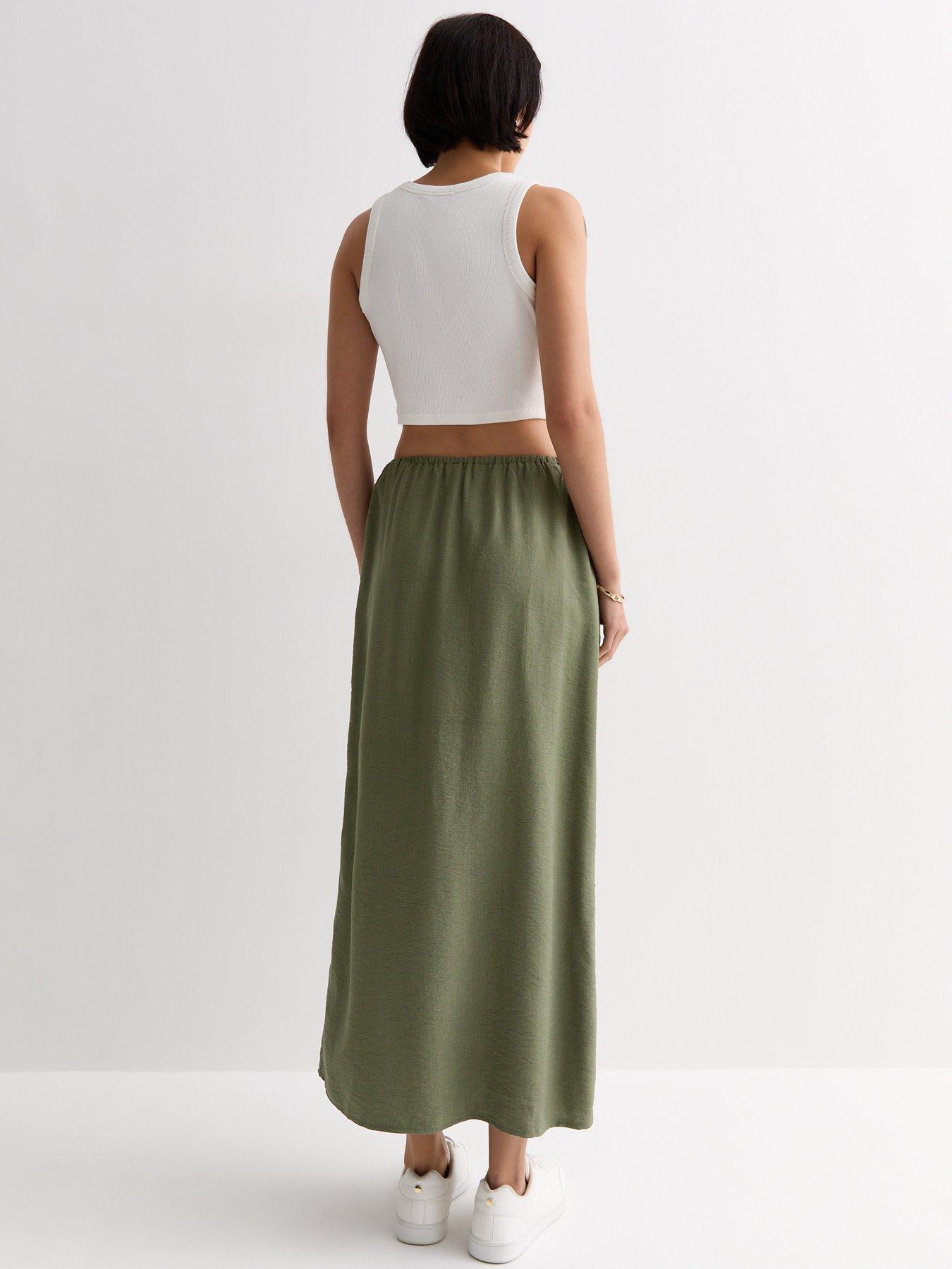 new-look-khaki-textured-split-hem-midi-skirtstillFront