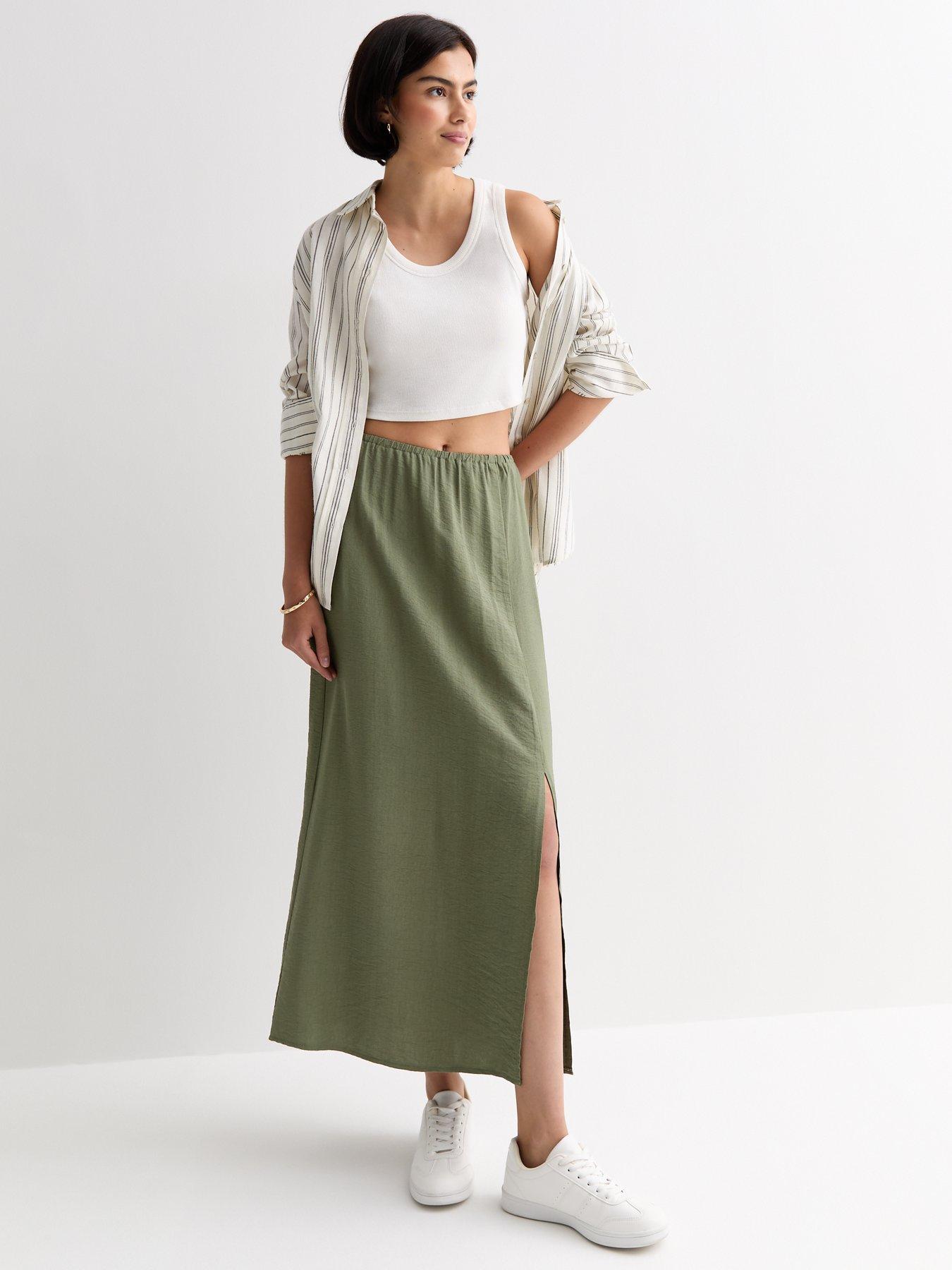 new-look-khaki-textured-split-hem-midi-skirtback