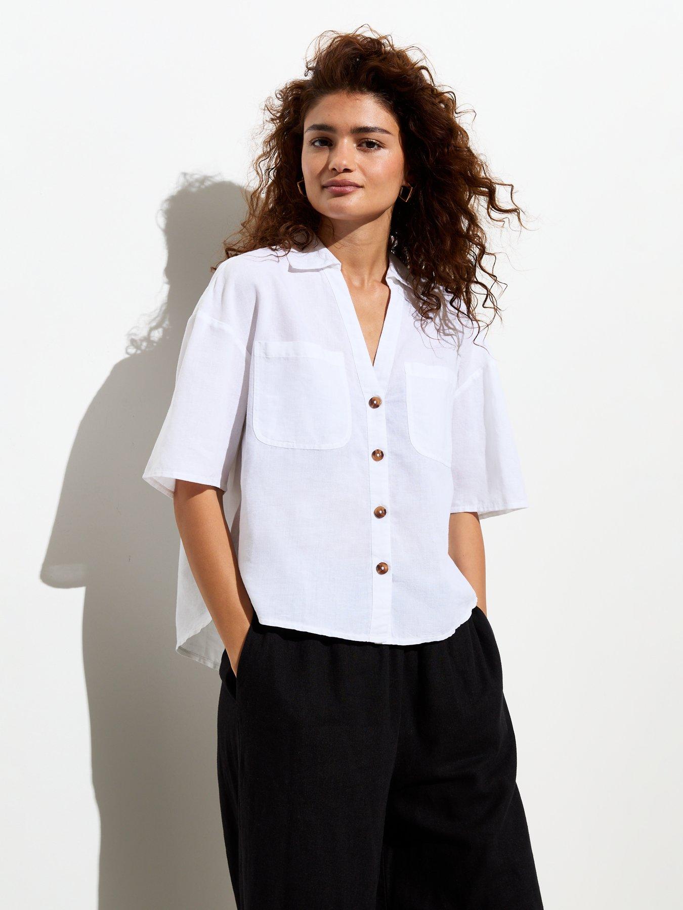 new-look-off-white-linen-blend-short-sleeve-shirt