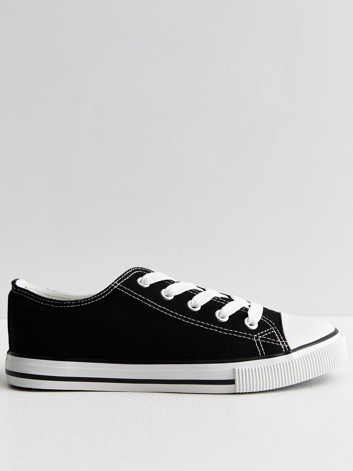 new-look-black-canvas-lace-up-trainers