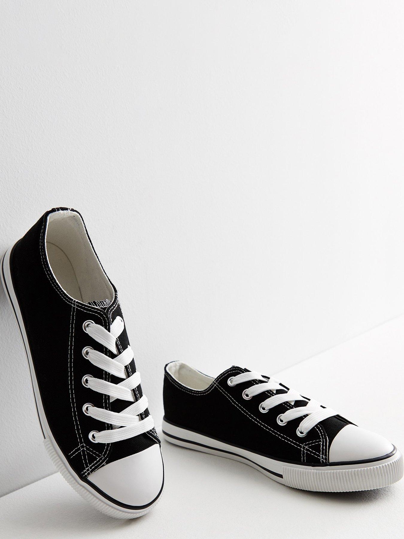 new-look-black-canvas-lace-up-trainersstillFront