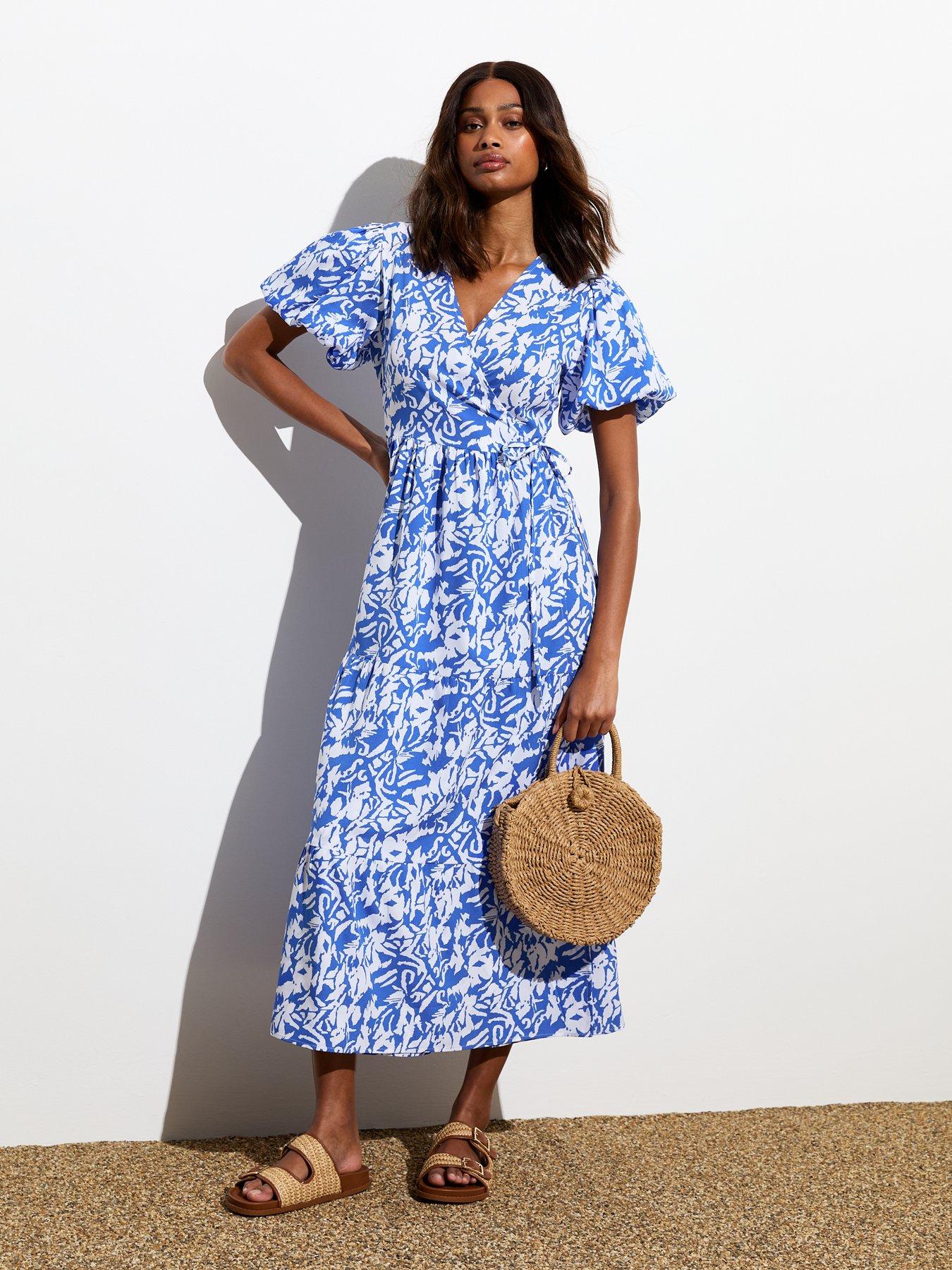 new-look-blue-abstract-print-puff-sleeve-wrap-midi-dressback