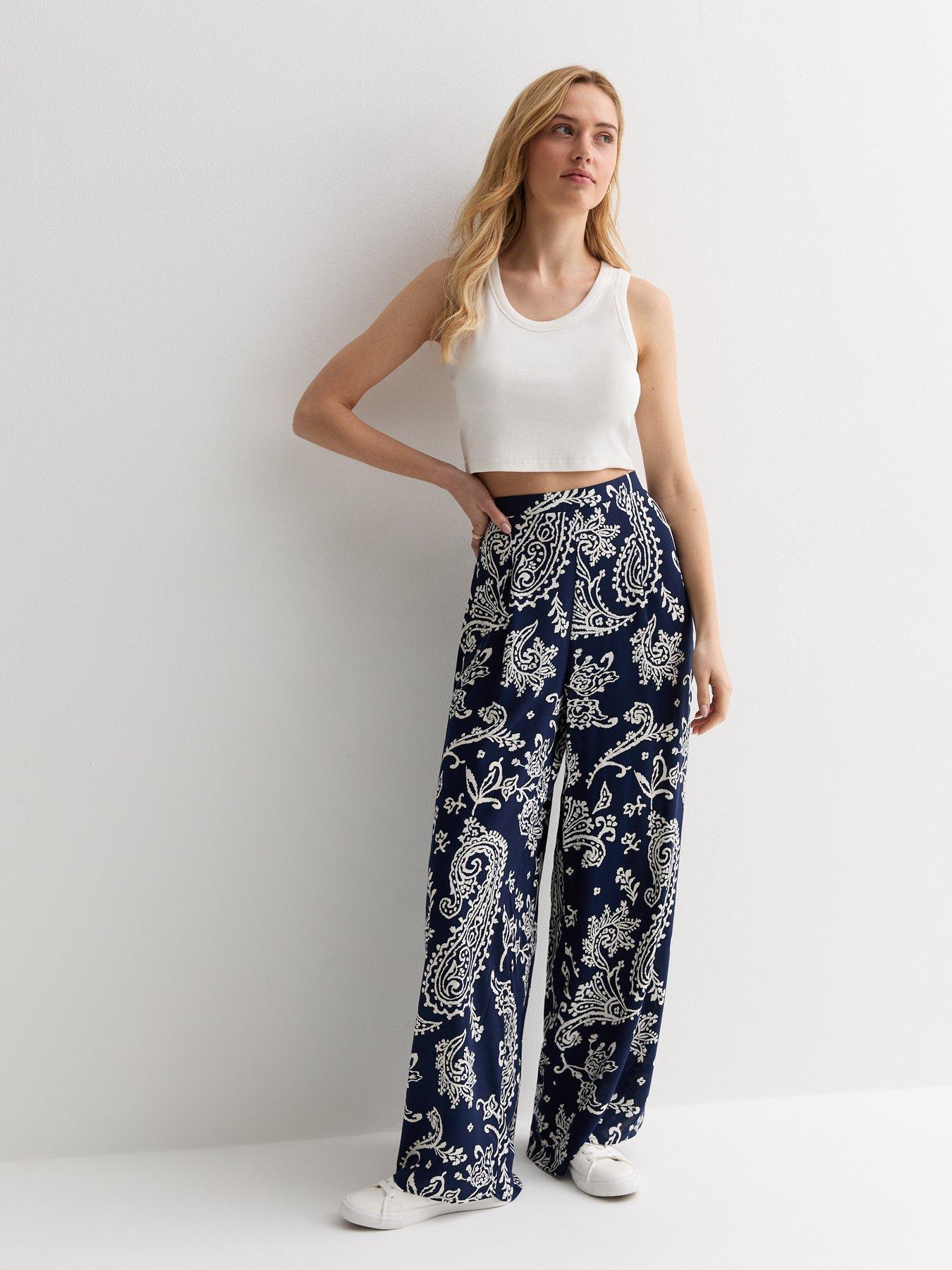 new-look-navy-paisley-print-wide-leg-trousers