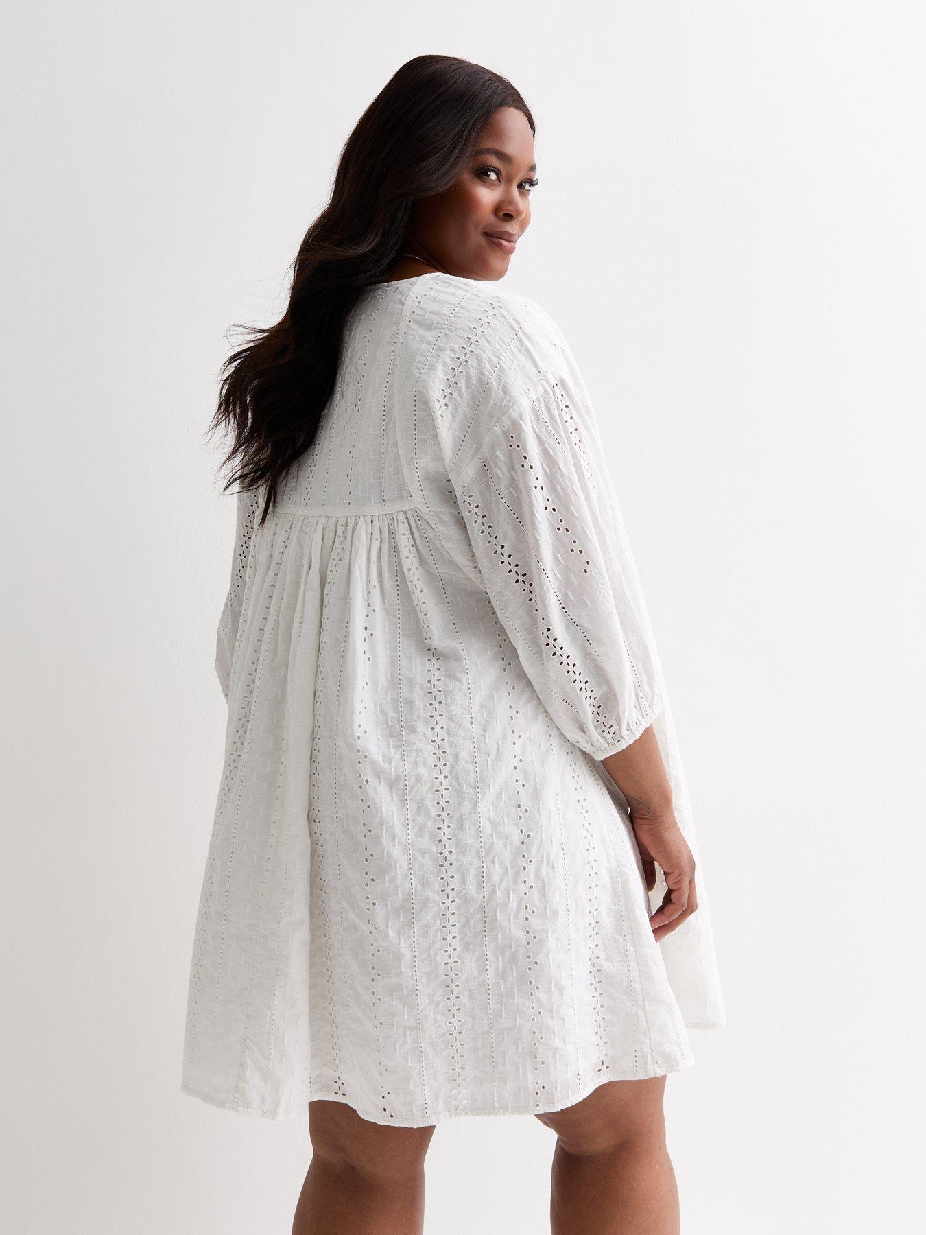 new-look-curves-white-cotton-embroidered-mini-smock-dressstillFront