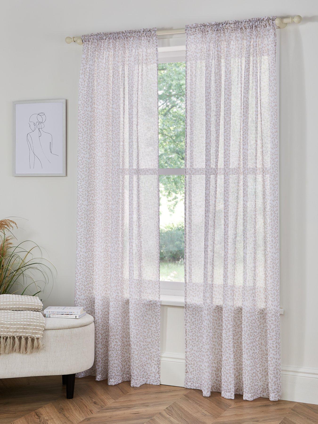 Very Home Leaf Trail Slot Top Voile Curtains