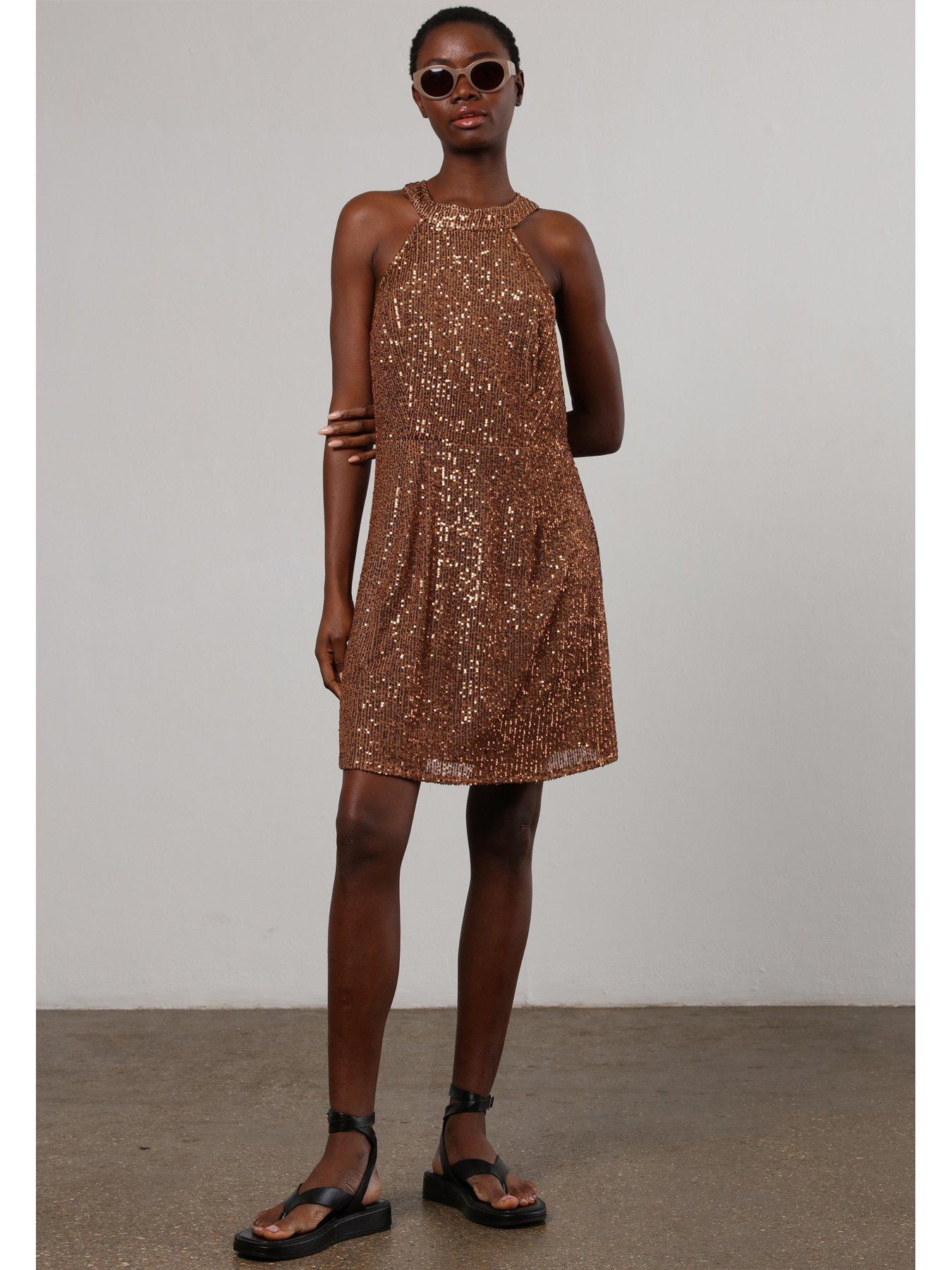 religion-metallic-halter-neck-mini-dress-in-soft-sequin-brownstillFront