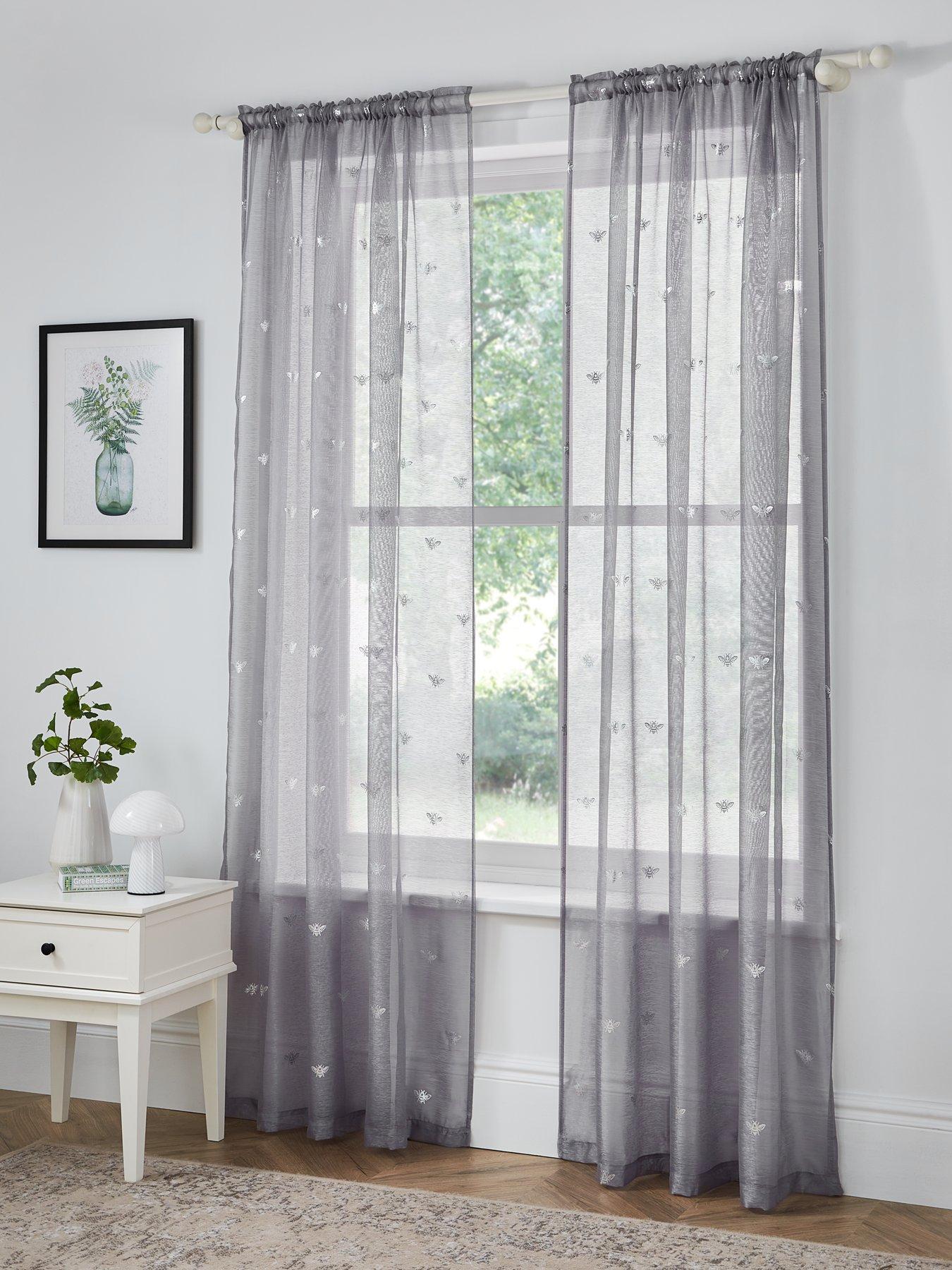 Image of Very Home Bee Slot Top Voile Curtains