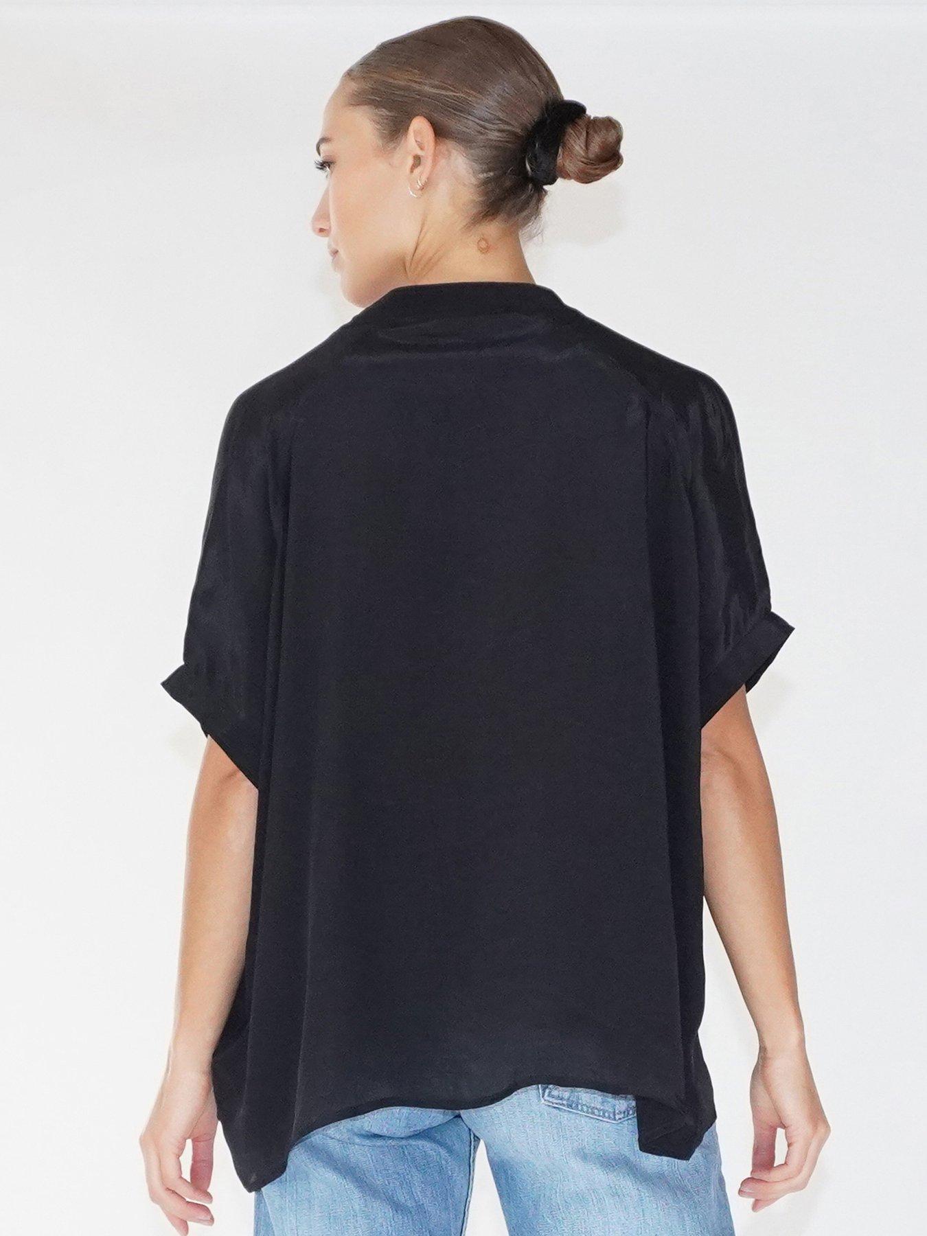 Image 2 of 6 of Religion Oversized Blouse In With Neck Tie - Black