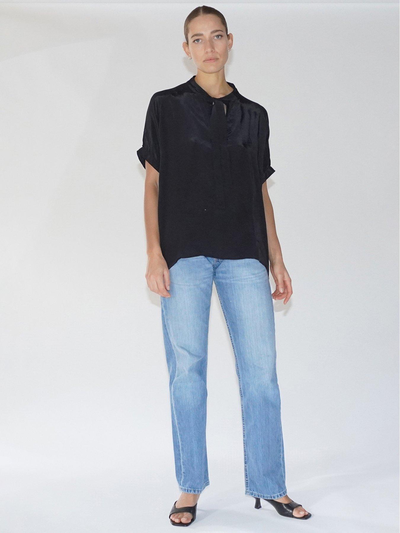 Image 3 of 6 of Religion Oversized Blouse In With Neck Tie - Black