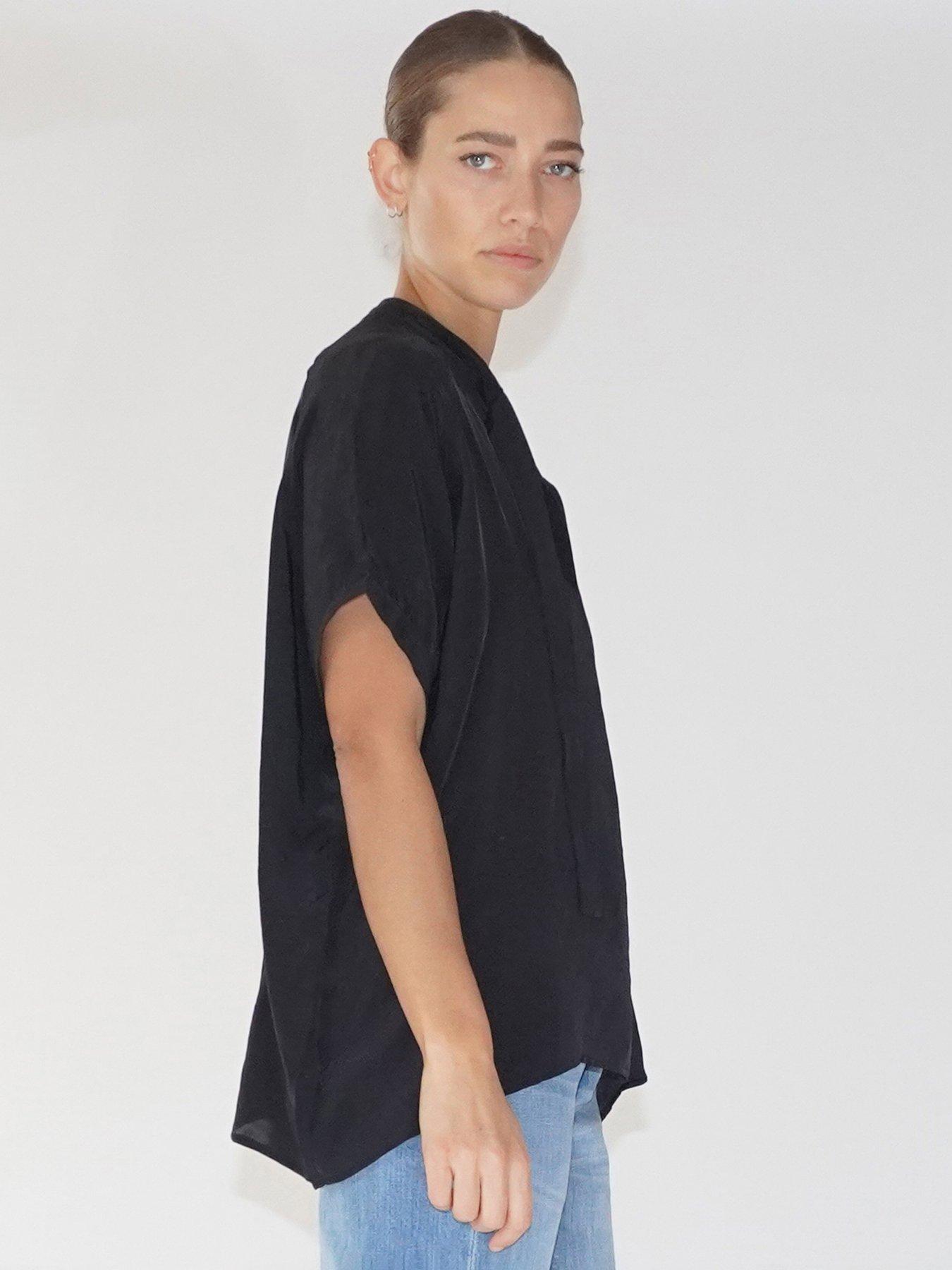 Image 4 of 6 of Religion Oversized Blouse In With Neck Tie - Black