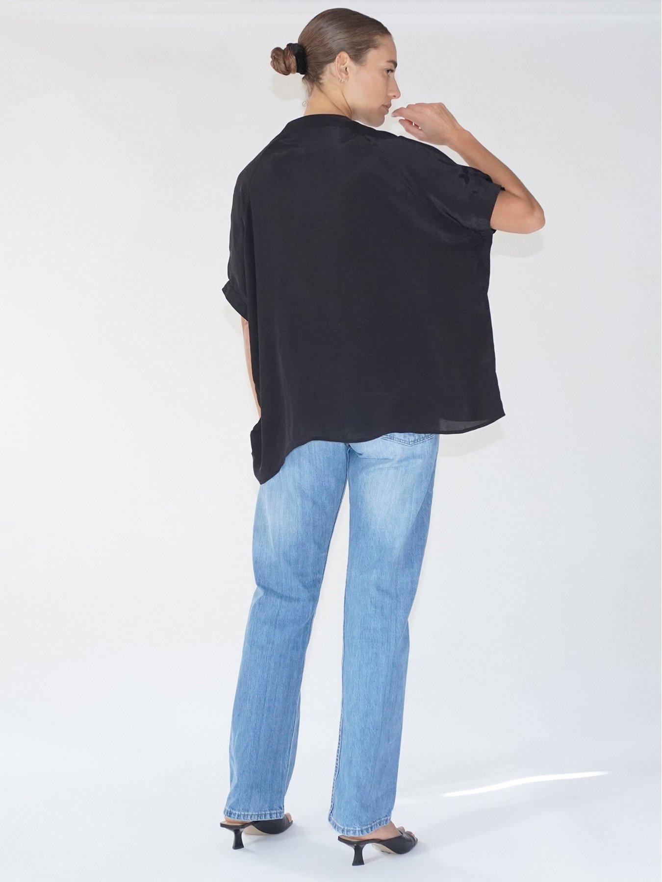 Image 5 of 6 of Religion Oversized Blouse In With Neck Tie - Black