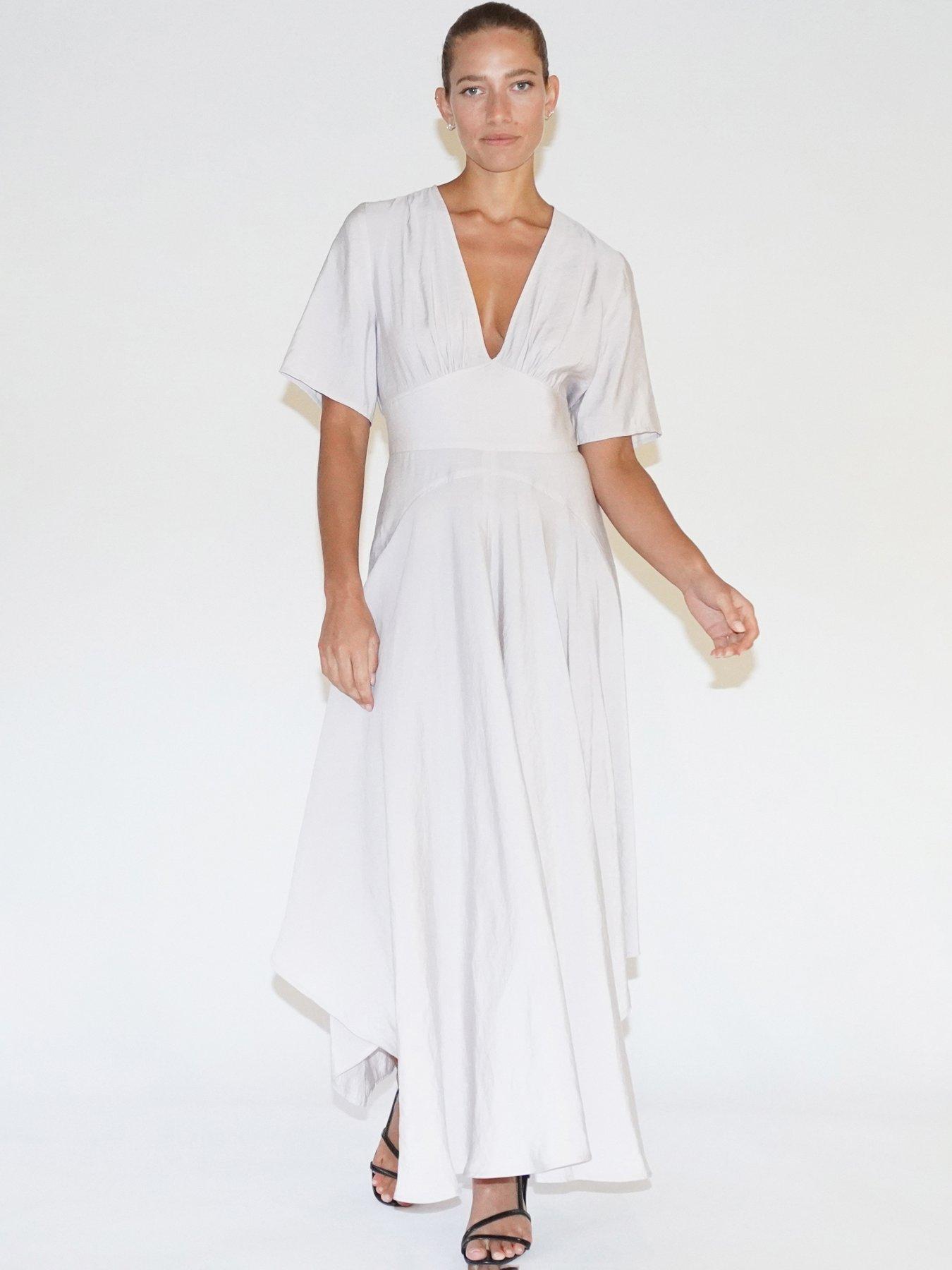 Handkerchief Hem Maxi Dress White