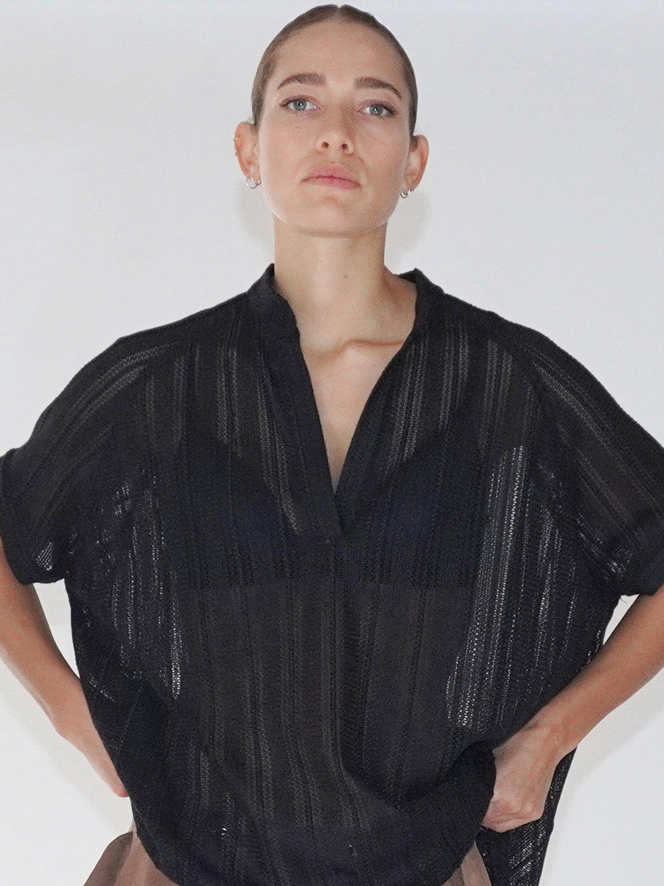 religion-oversized-sheer-crochet-shirt-blouse-black