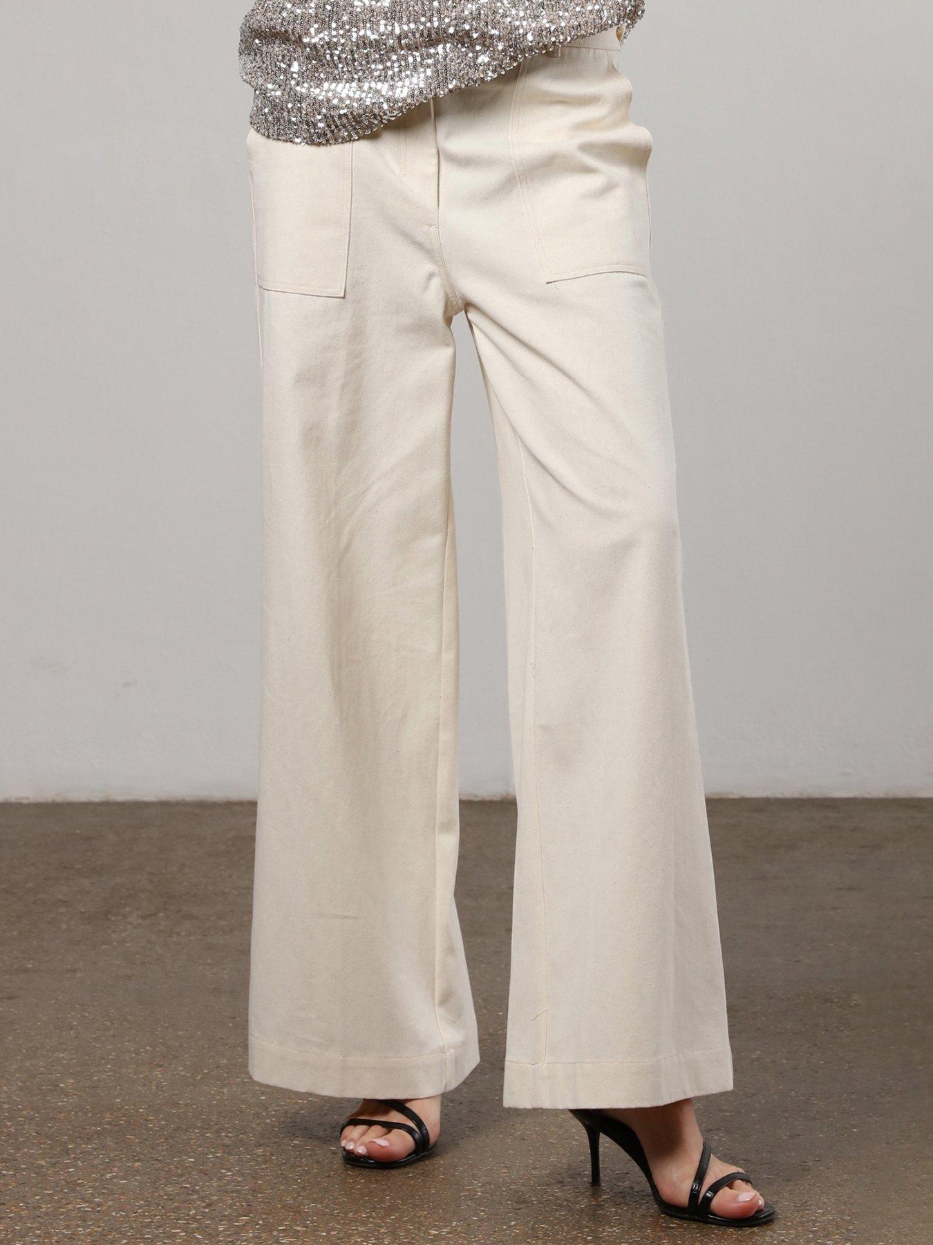 Religion Wide Leg Carpenter Cargo Trouser - White
