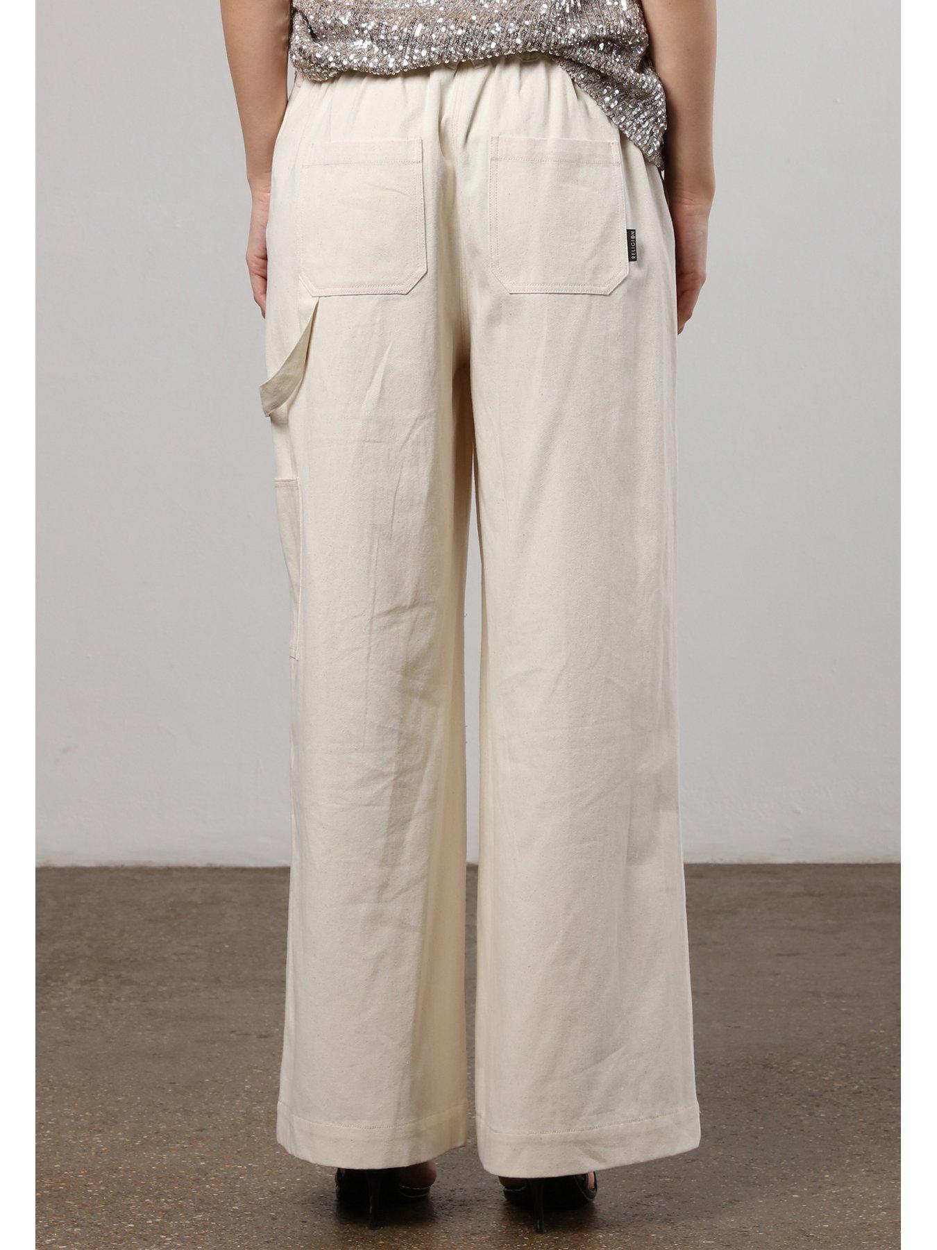 Image 3 of 6 of Religion Wide Leg Carpenter Cargo Trouser - White