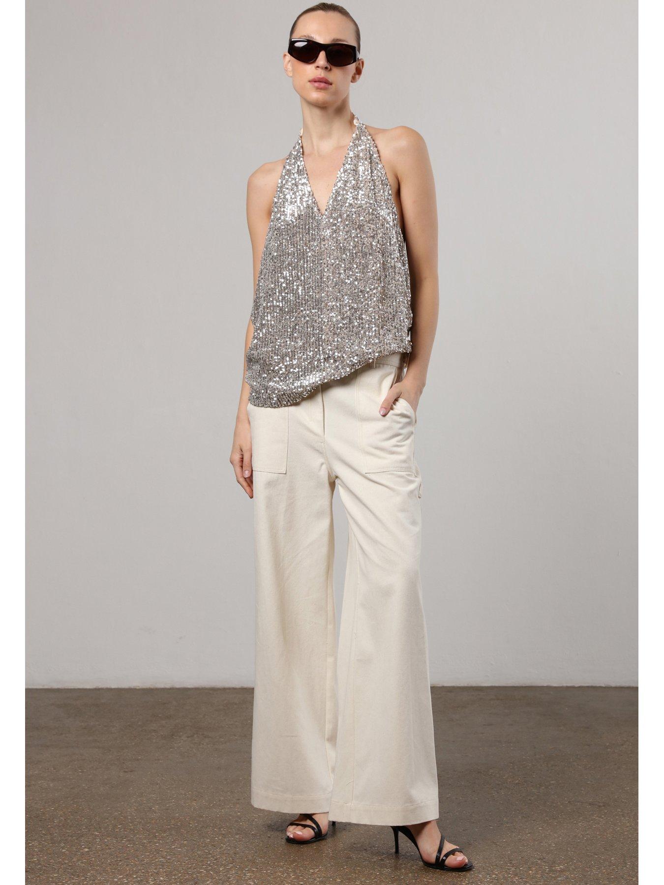 Image 4 of 6 of Religion Wide Leg Carpenter Cargo Trouser - White