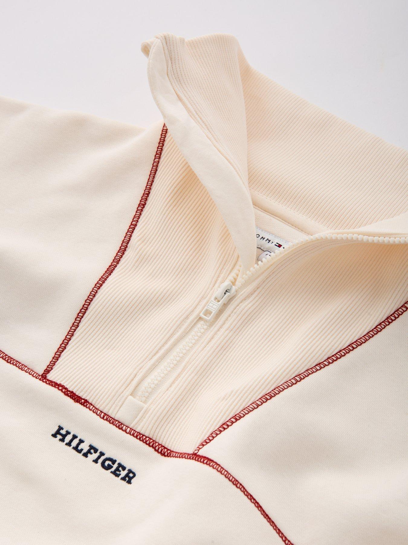 tommy-hilfiger-girls-global-stripe-half-zip-sweat-top-whiteoutfit