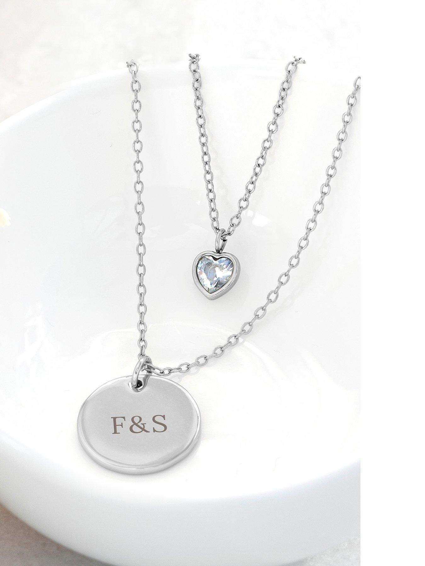 treat-republic-personalised-layered-crystal-heart-and-disc-necklace-in-silver