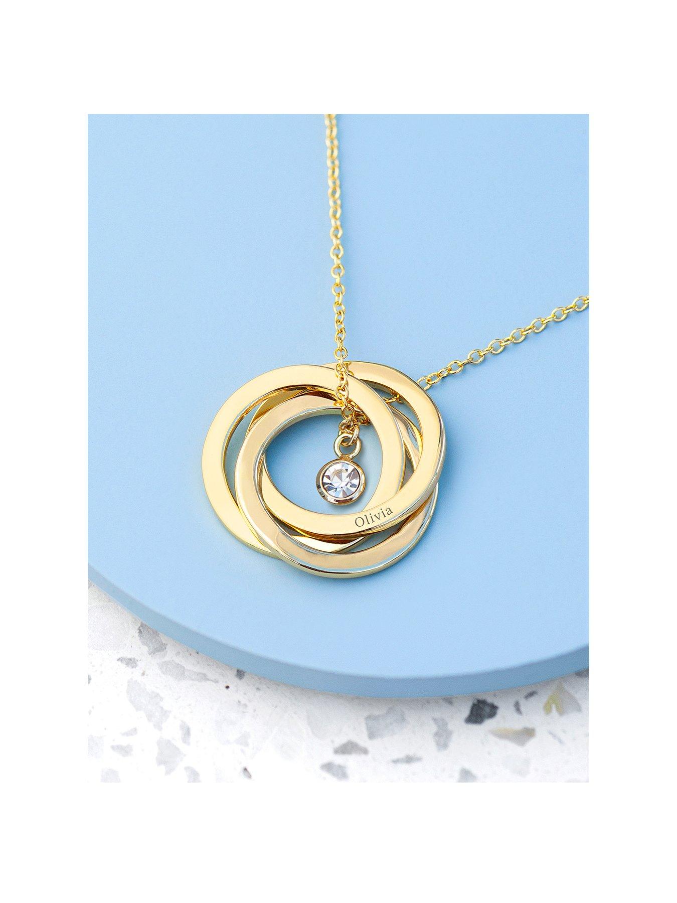 Image 1 of 4 of Treat Republic Personalised Russian Ring Necklace in Gold