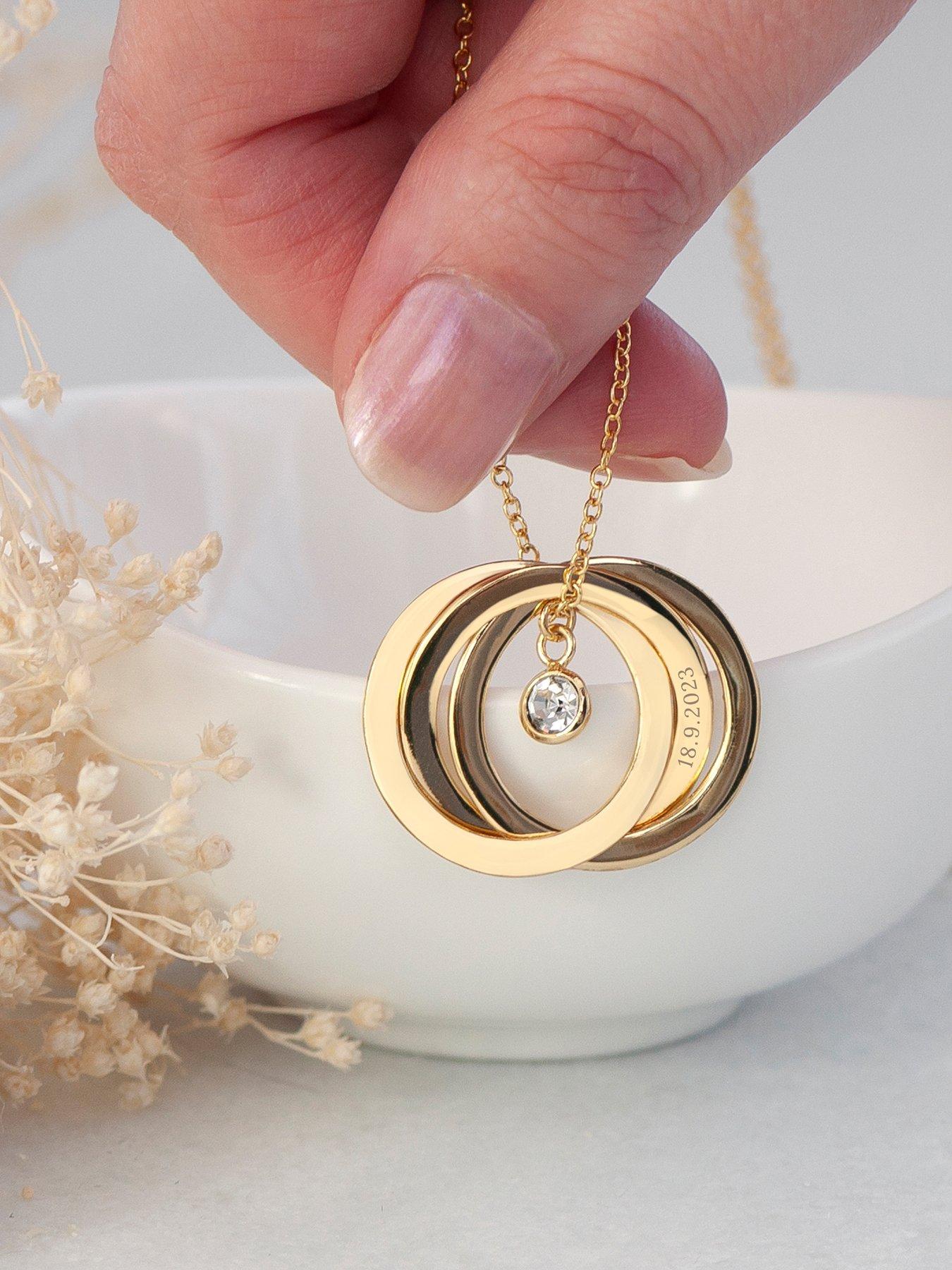 Image 2 of 4 of Treat Republic Personalised Russian Ring Necklace in Gold
