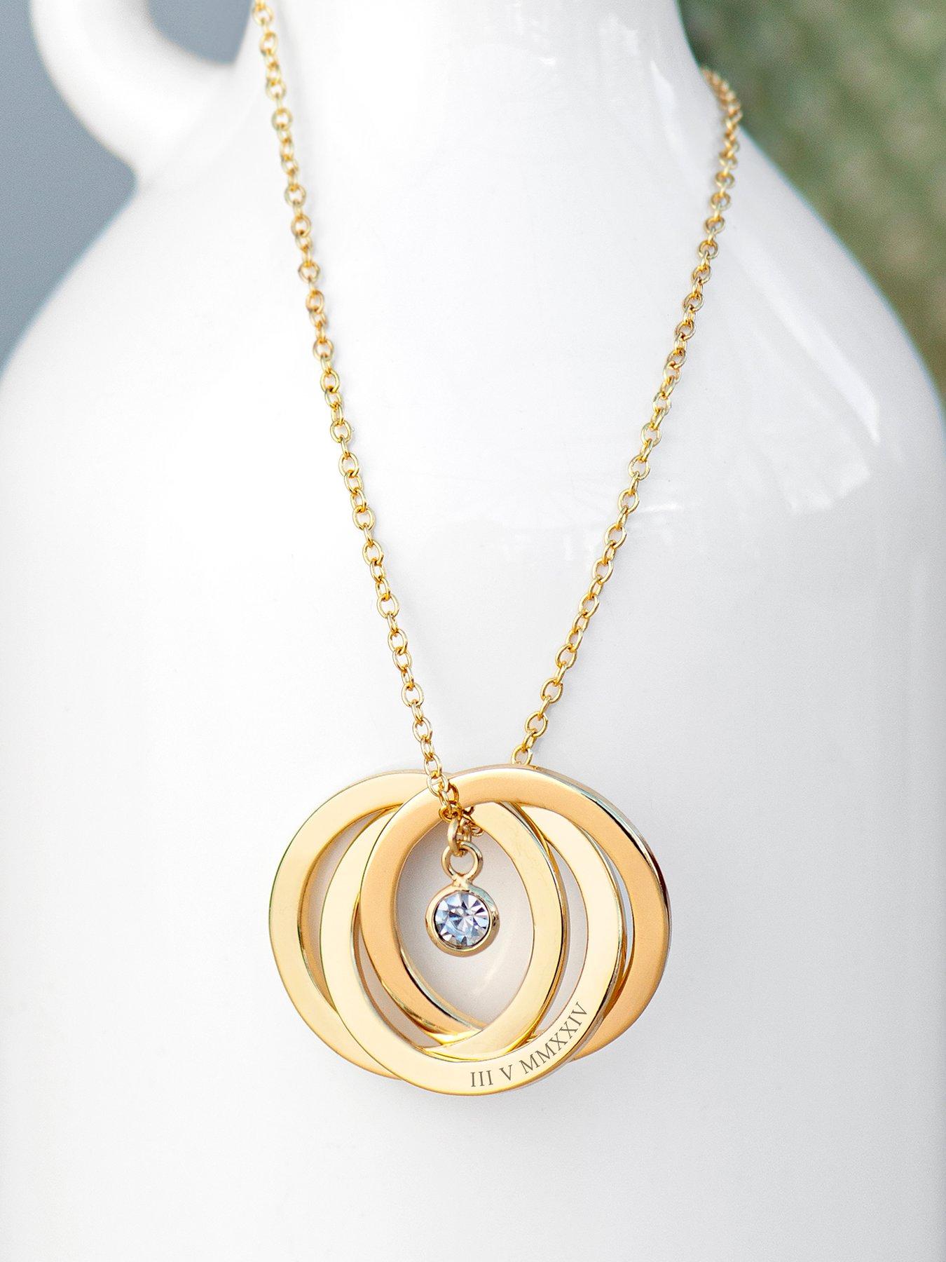 Image 3 of 4 of Treat Republic Personalised Russian Ring Necklace in Gold
