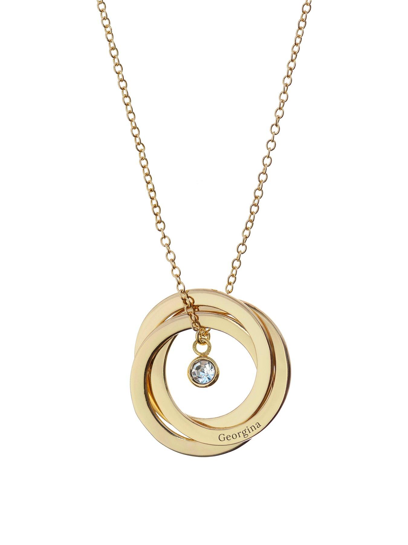 Image 4 of 4 of Treat Republic Personalised Russian Ring Necklace in Gold