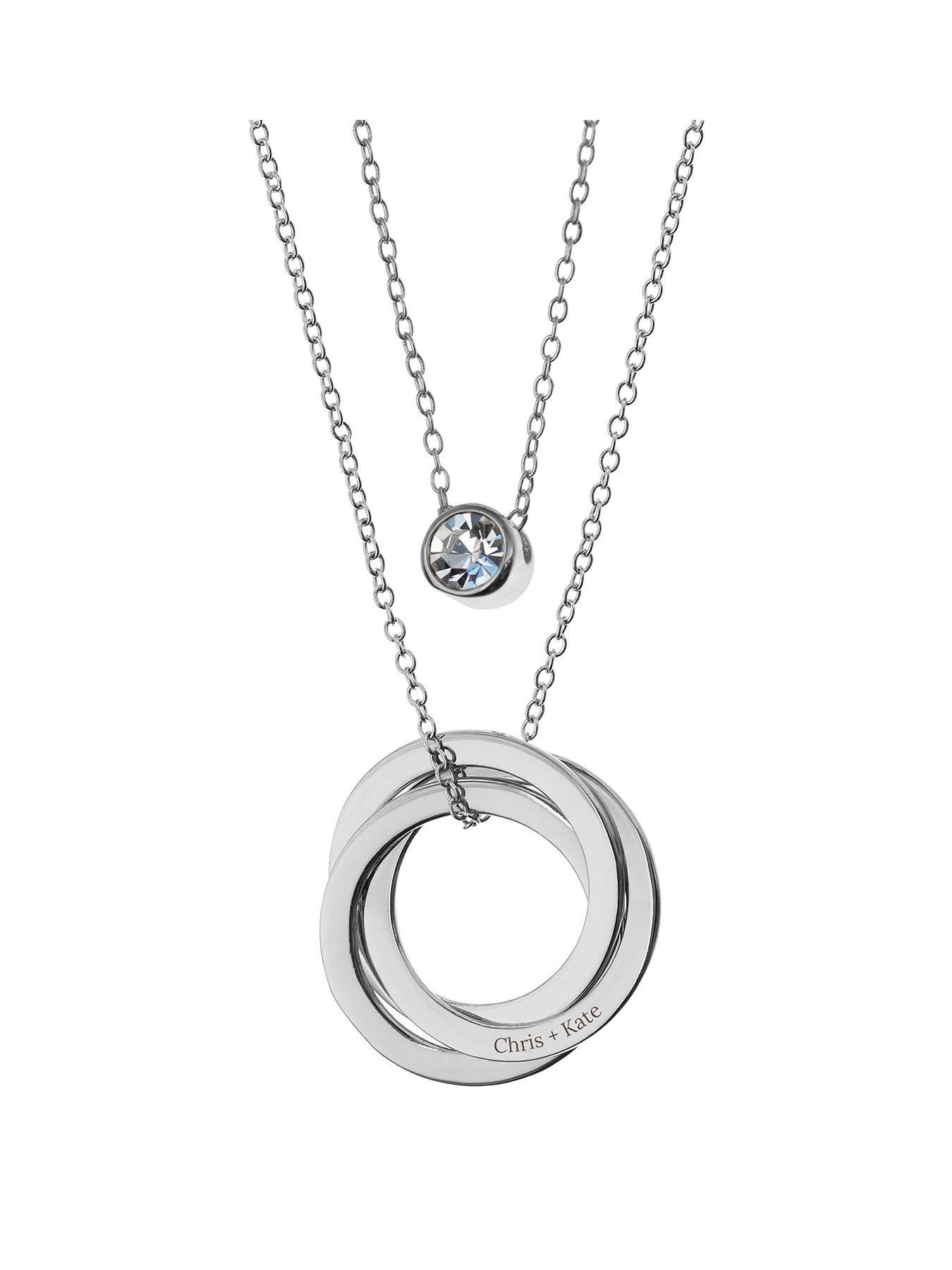 Treat Republic Personalised Russian Ring Layered Necklace in Silver
