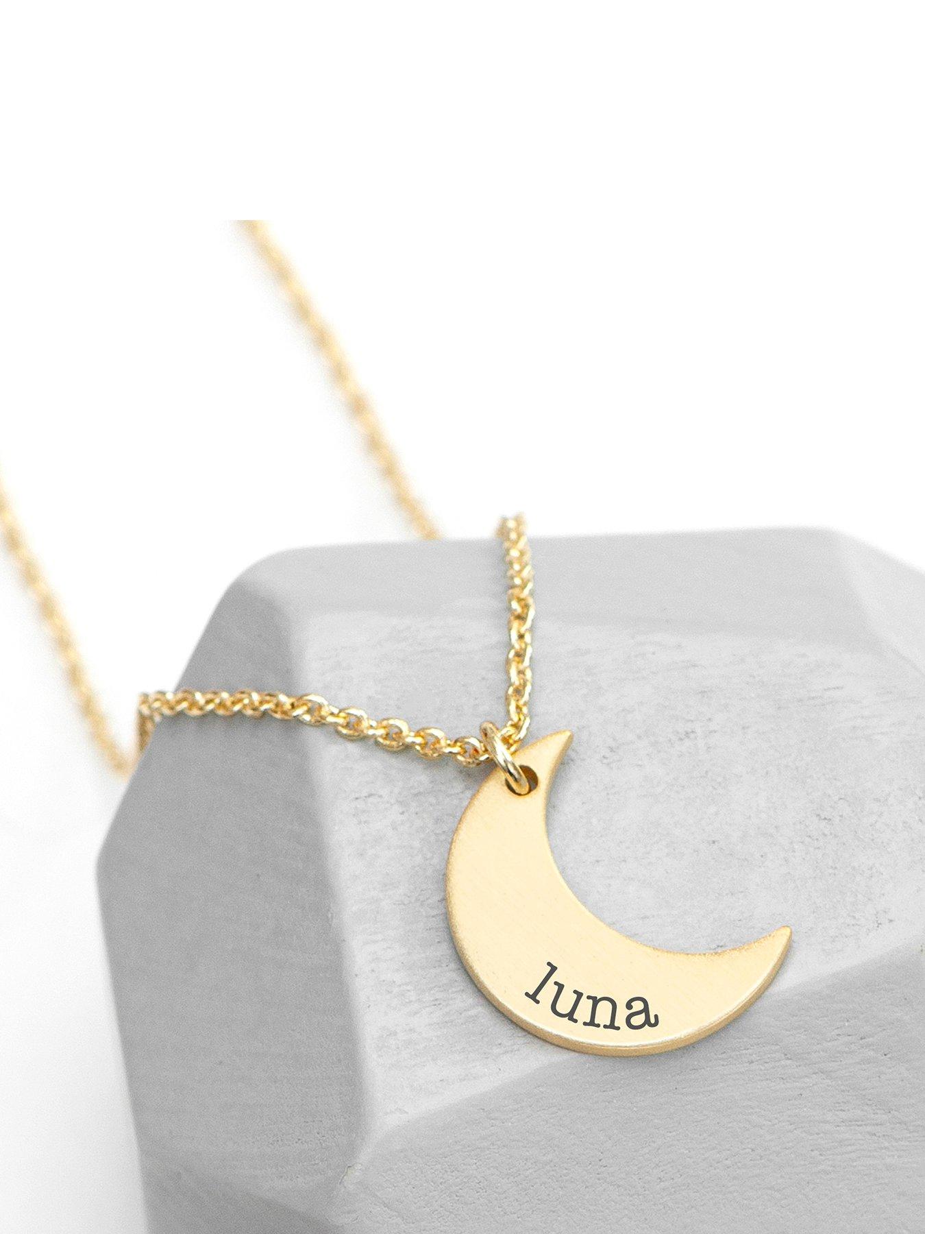 Treat Republic Personalised Crescent Moon Necklace in Gold