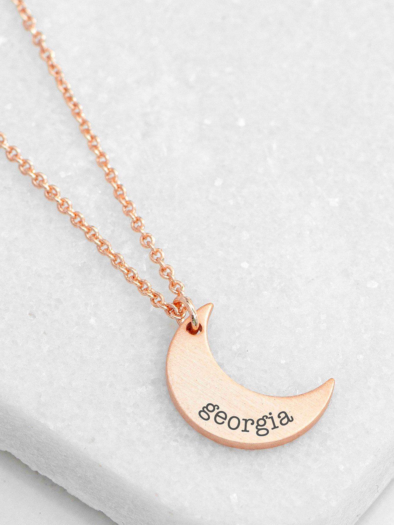 Image of Treat Republic Personalised Crescent Moon Necklace in Rose Gold