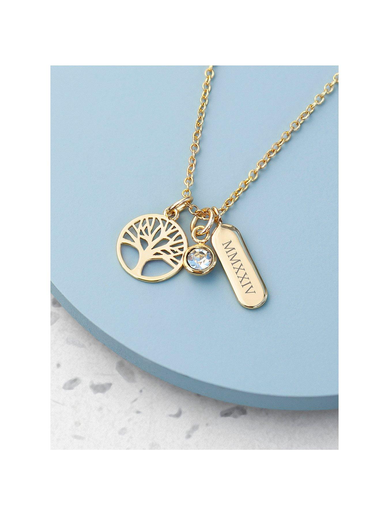 Image of Treat Republic Personalised Tree of Life Charms Necklace