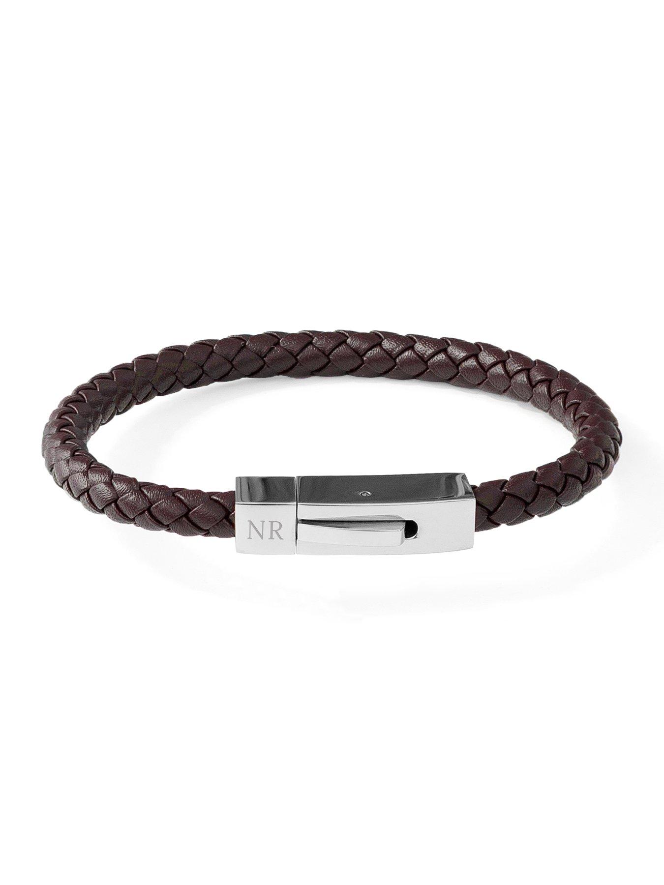 treat-republic-personalised-mens-brown-leather-bracelet-with-tube-claspoutfit