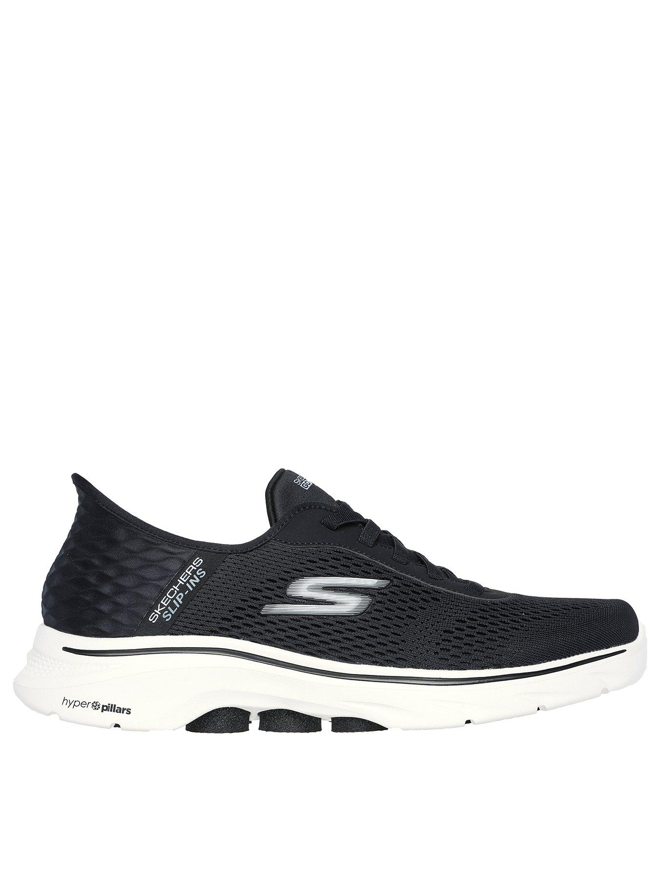 skechers-skechers-slip-ins-go-walk-7-bungee-closure-trainers-black-and-white