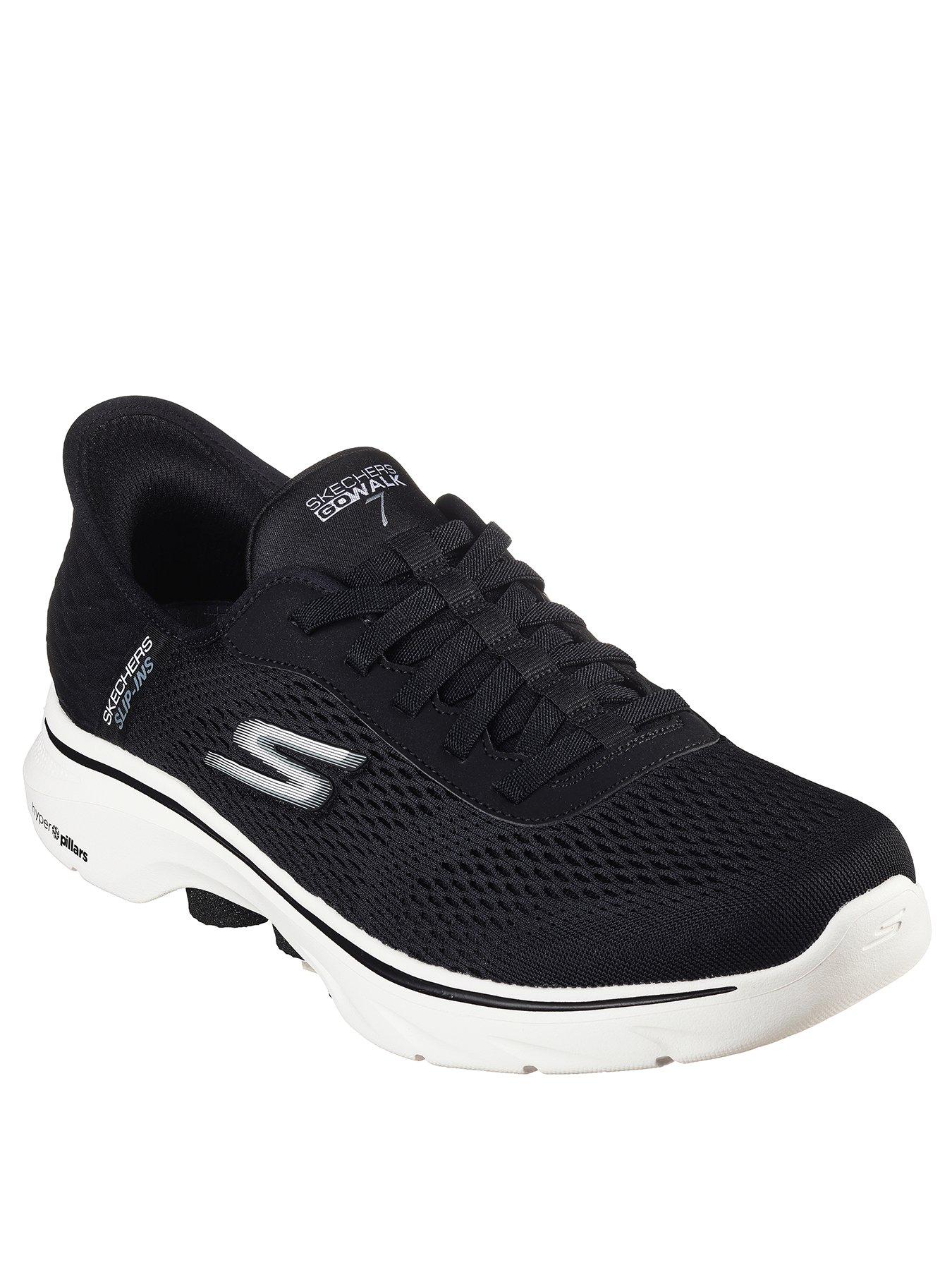 skechers-skechers-slip-ins-go-walk-7-bungee-closure-trainers-black-and-whitestillFront