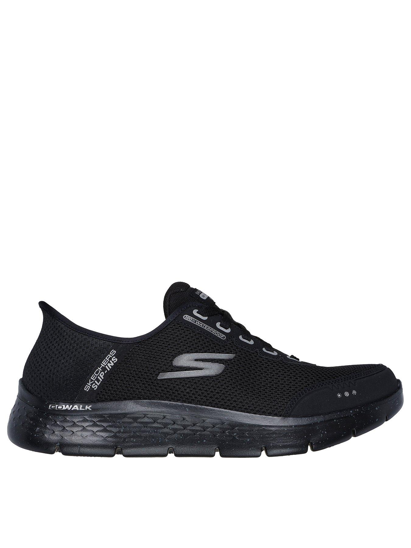 skechers-skechers-slip-ins-go-walk-flex-100-waterproof-lace-up-trainers-black-textile