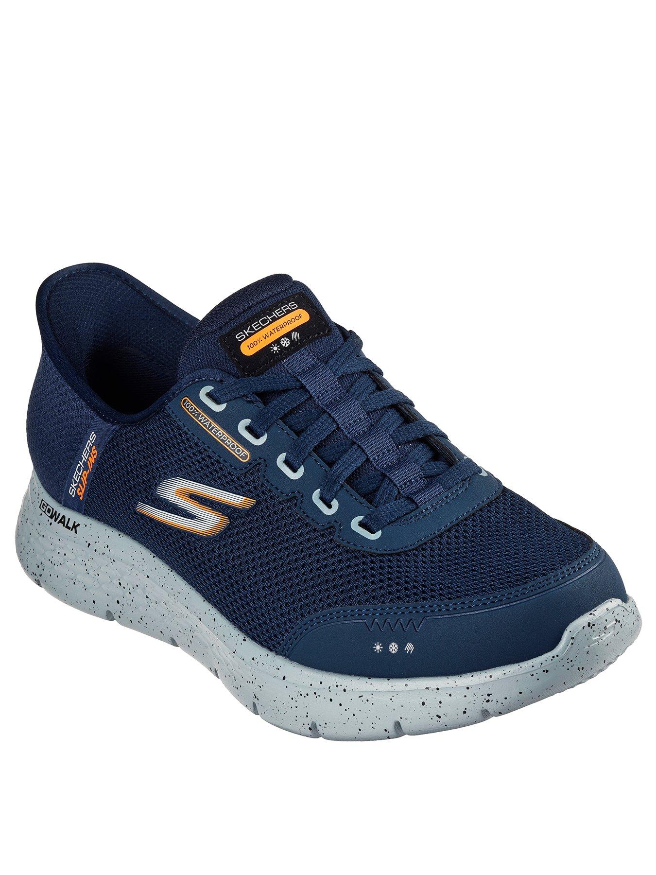 skechers-skechers-slip-ins-go-walk-flex-100-waterproof-lace-up-trainers-navy-textilestillFront