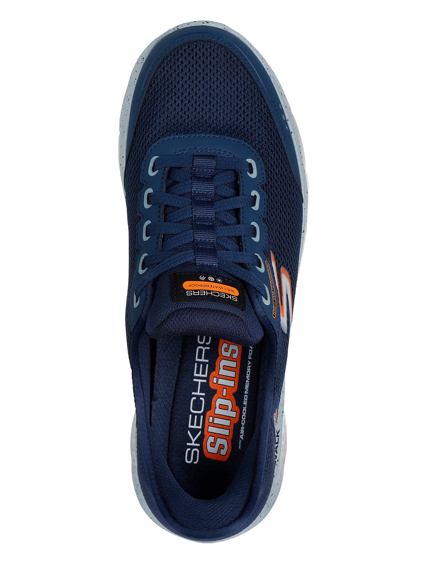 skechers-skechers-slip-ins-go-walk-flex-100-waterproof-lace-up-trainers-navy-textileoutfit