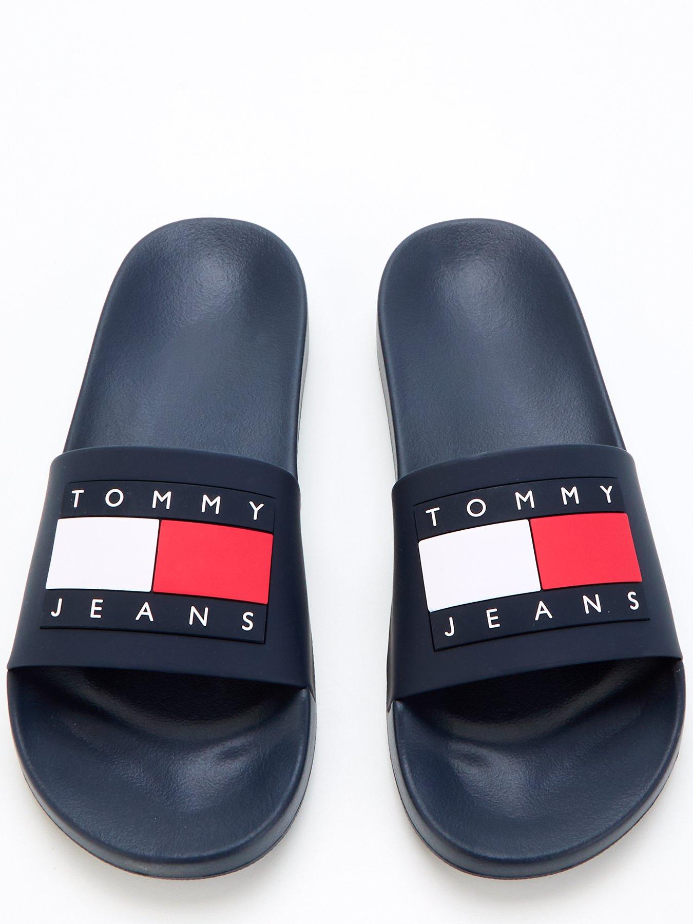 Image 4 of 7 of Tommy Jeans Tommy Jeans Flag Logo Pool Slide - Navy