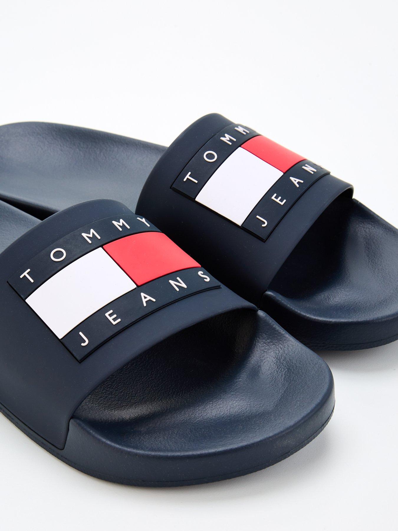 Image 6 of 7 of Tommy Jeans Tommy Jeans Flag Logo Pool Slide - Navy